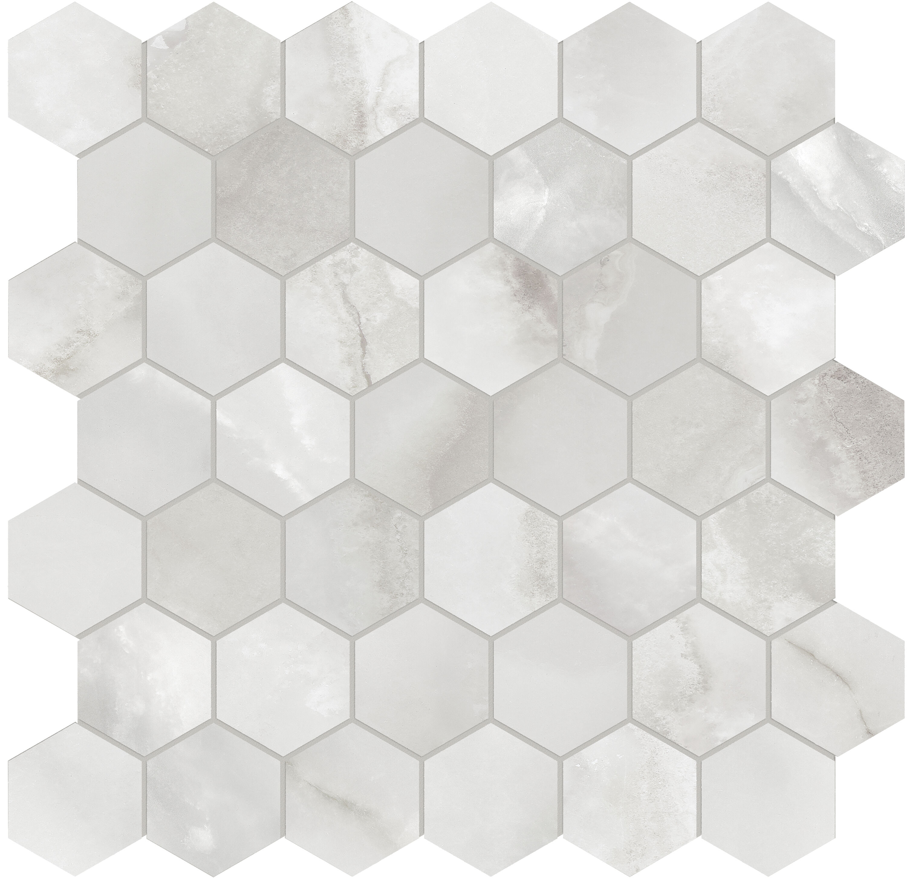 Anatolia 4501-0354-2 Onyx Nuvolato 12-in x 12-in Honed Porcelain Marble look Hexagon Mosaic Floor and Wall Tile ( 10-sq ft Carton