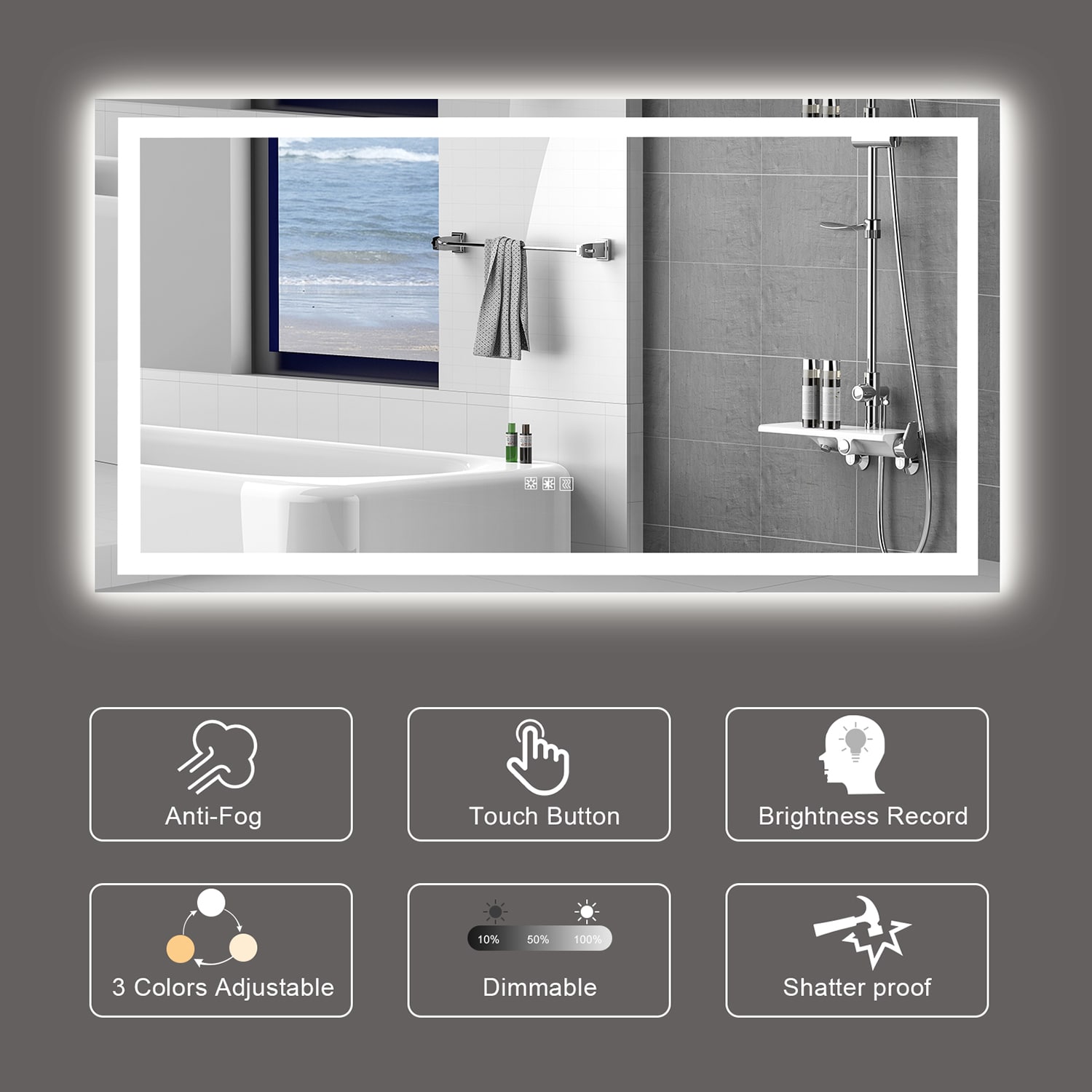 SINOFURN SYB510018SL Framed-Bath-Mirrors - View #2