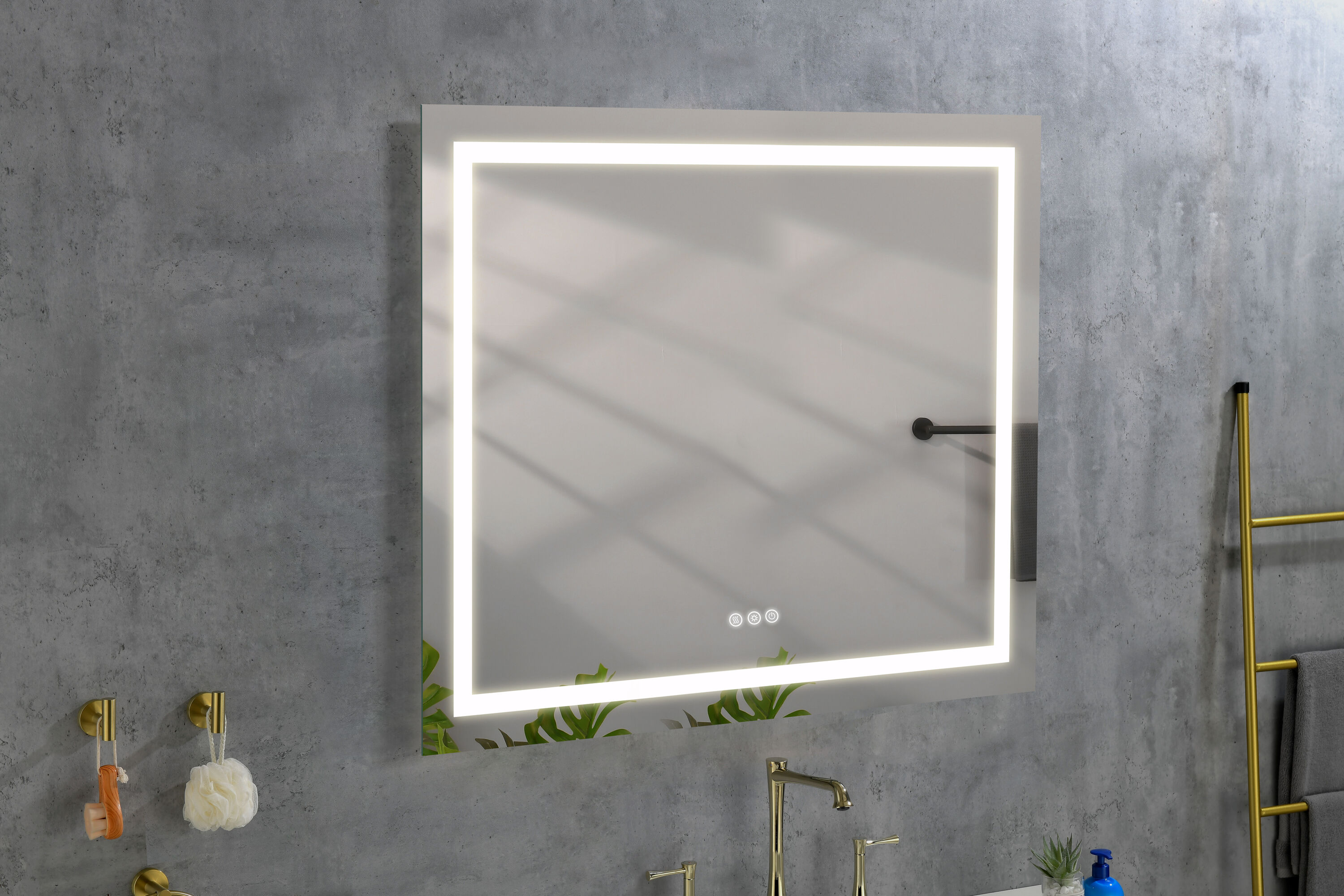 Vacolite KP-3636-WKBK 36-Inches x 36-Inches Polished Rectangle Dimmable Lighted Fog Free Tilting Bathroom Vanity Mirror ( White )