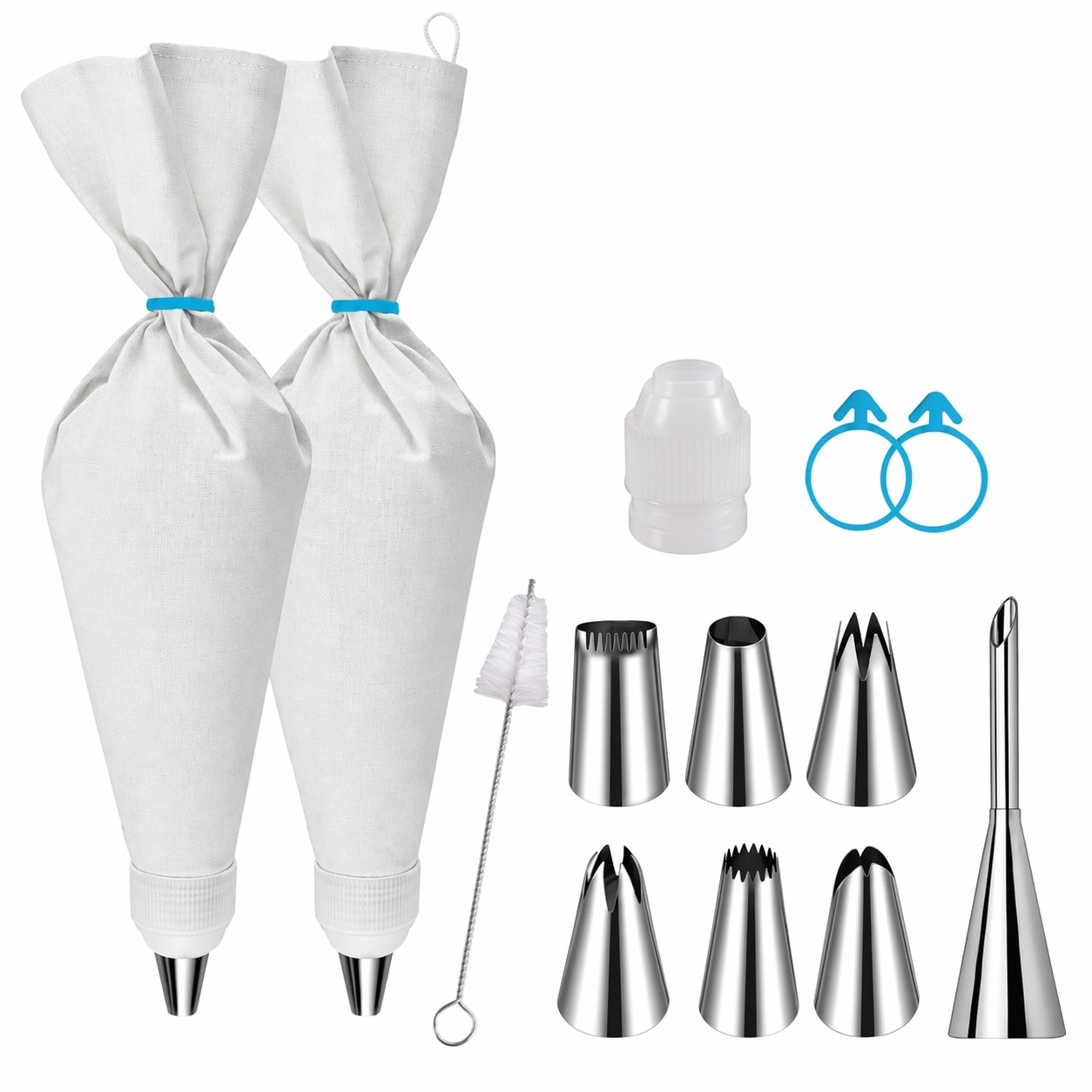 Aoibox  14 Piece Reusable Piping Bags and Tips Set 16 in Cotton EVA Pastry Bags for Cake Cupcake Decorating