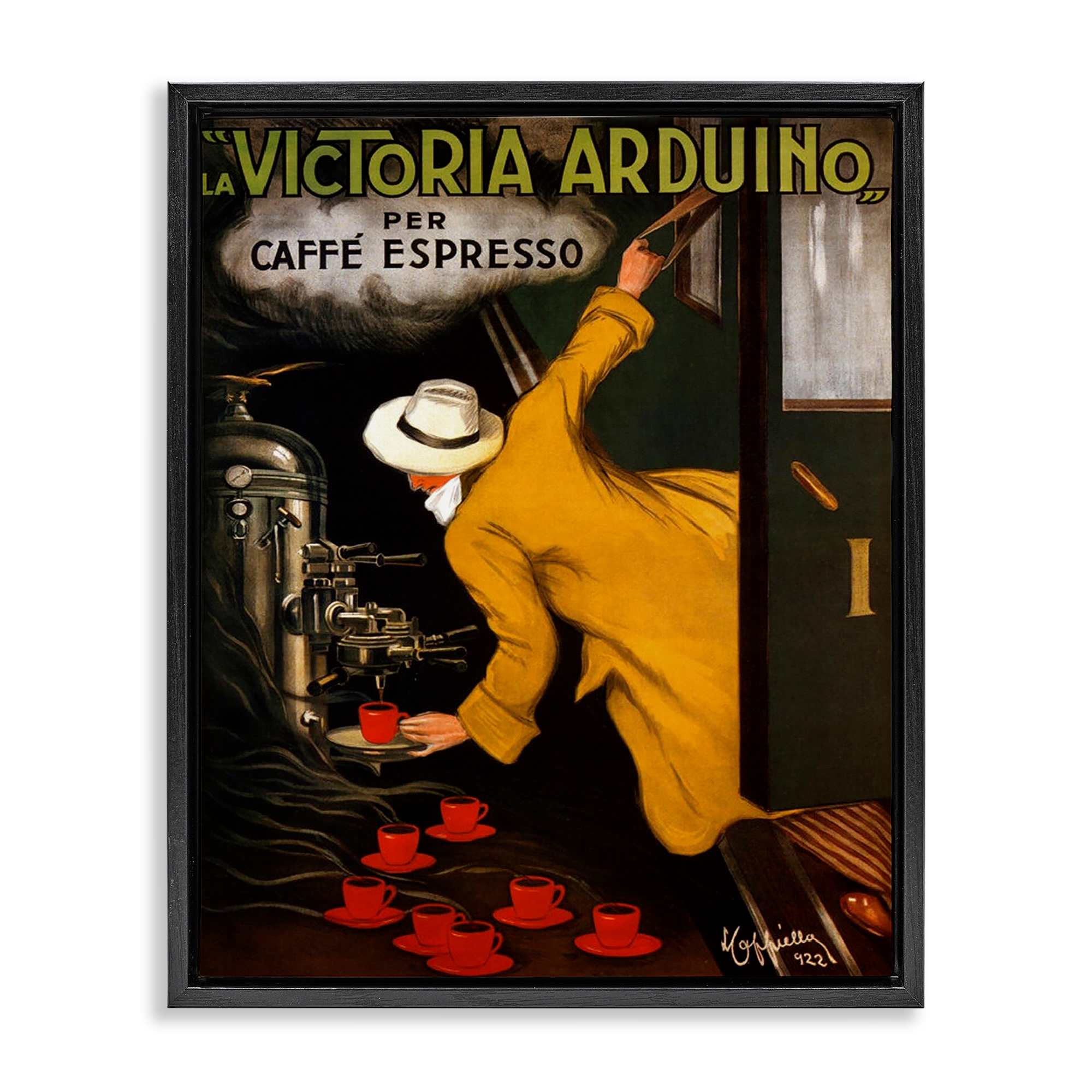 Stupell Industries BT-390-FFB-16X20 Vintage Espresso Advertisement Black Framed Floater Canvas Wall Art By Marcus Jules 17 x 21