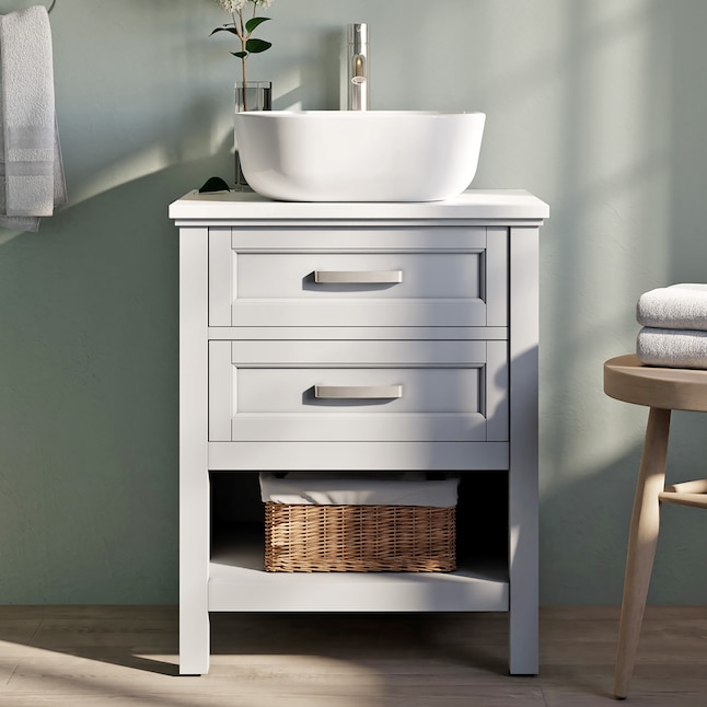 Style Selections Cromlee 24 In Light Gray Single Sink Bathroom Vanity With White Engineered Stone Top Faucet Included The Vanities Tops Department At Com - 24 Farm Style Bathroom Vanity Units Philippines