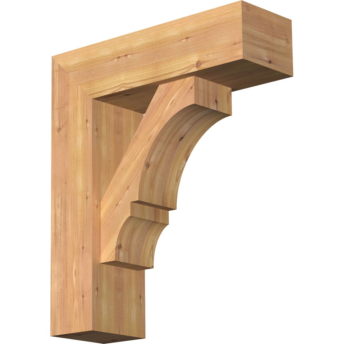 Ekena Millwork 1461975 Balboa Block Smooth Bracket with Offset Brace 7-1/2-in x 24-in x 28-in Western red cedar Brown Wood Standard bracket