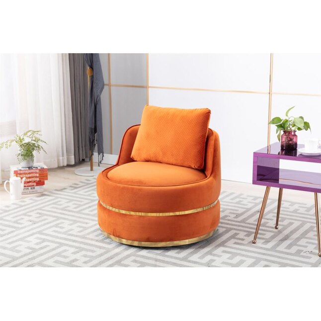 WOWRACE W39524579 Casual Orange Velvet Accent Chair at Lowes.com