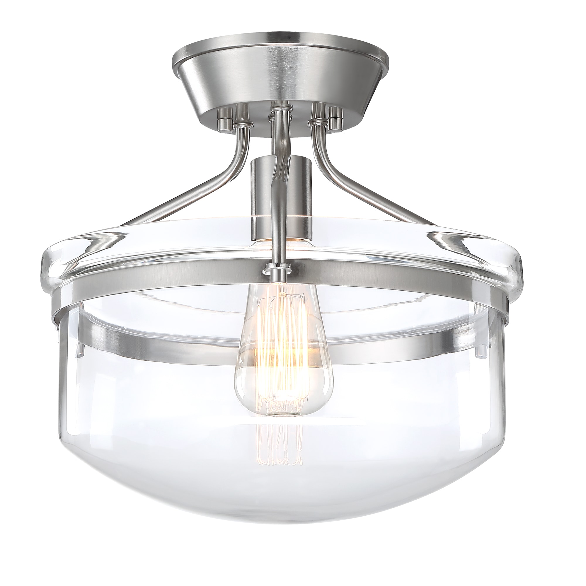 Hukoro 1-Light Brushed Nickel Semi mount light F71611-SFM-BN at Lowes.com