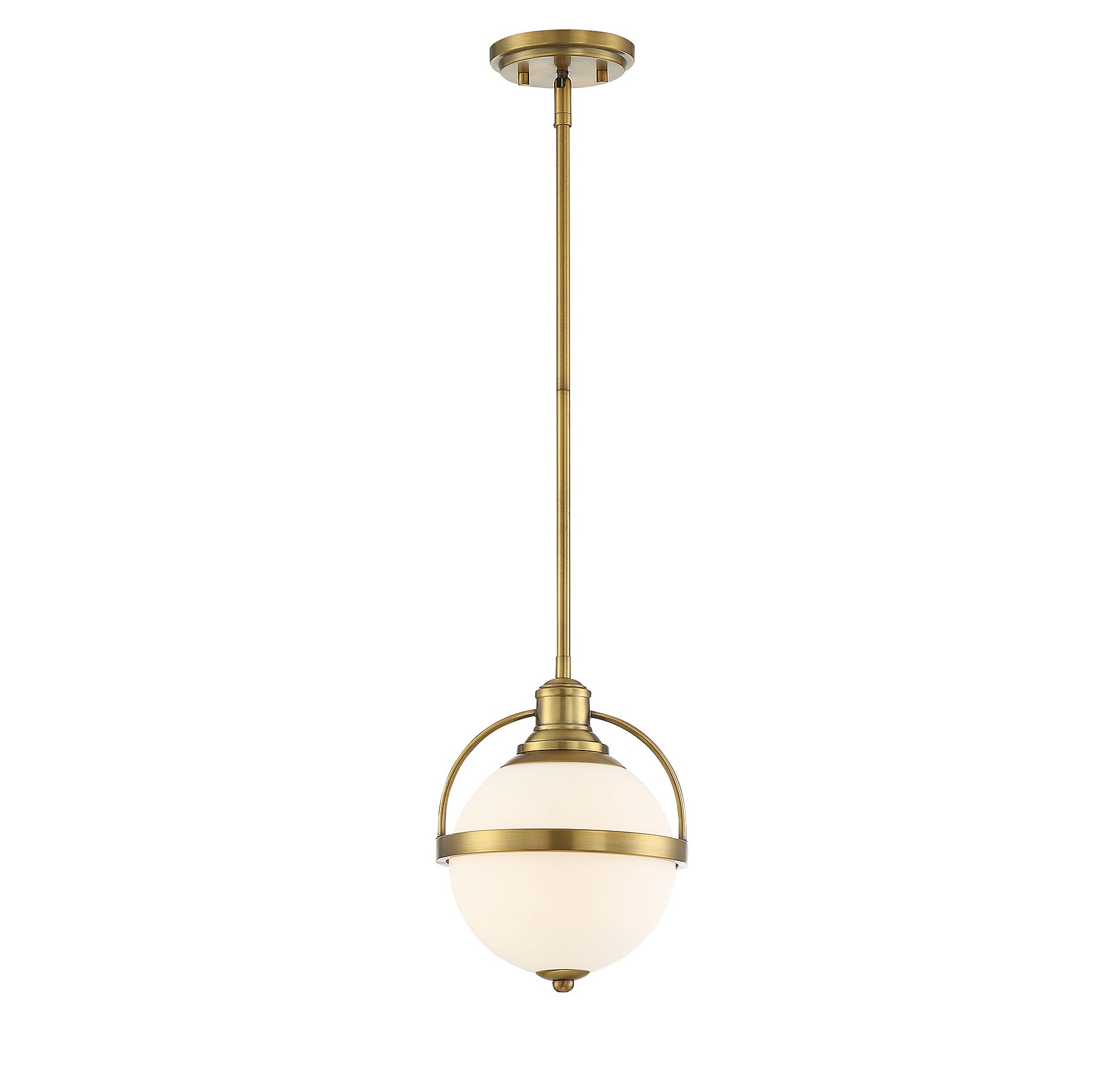 Westbourne Warm Brass Mini Pendant with White Opal Glass