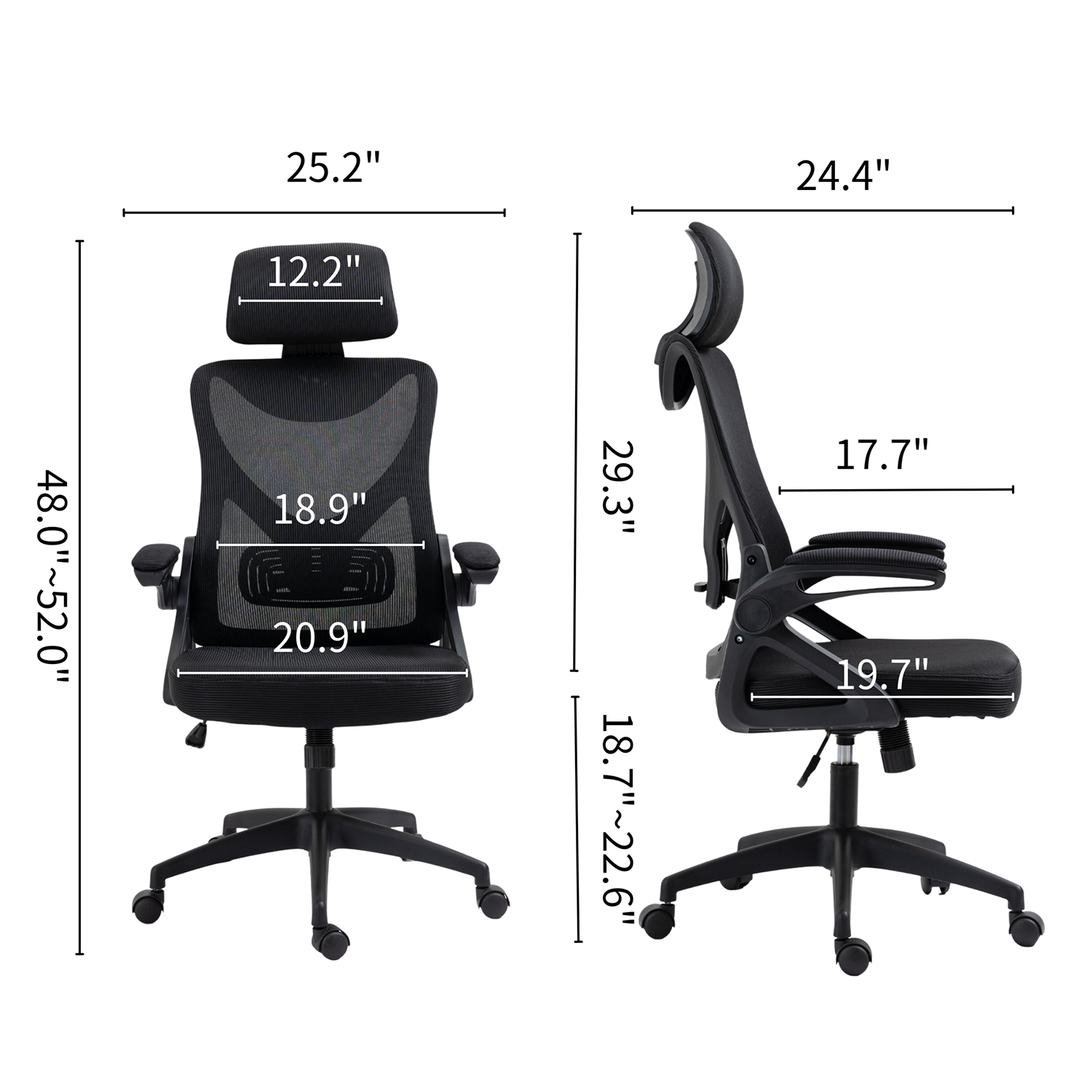 GZMR Mesh Assistant Office Chair Black Contemporary Adjustable