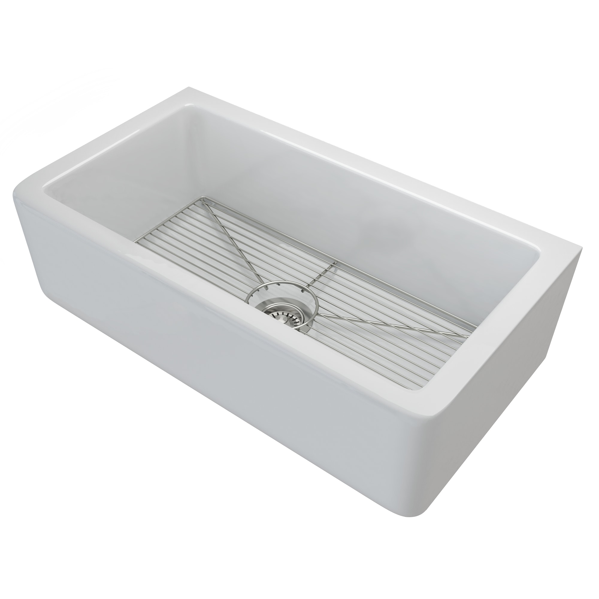 Kraus KFR1-33GWH Turino Farmhouse apron front 33-in x 18.25-in Fireclay Single bowl Kitchen Sink