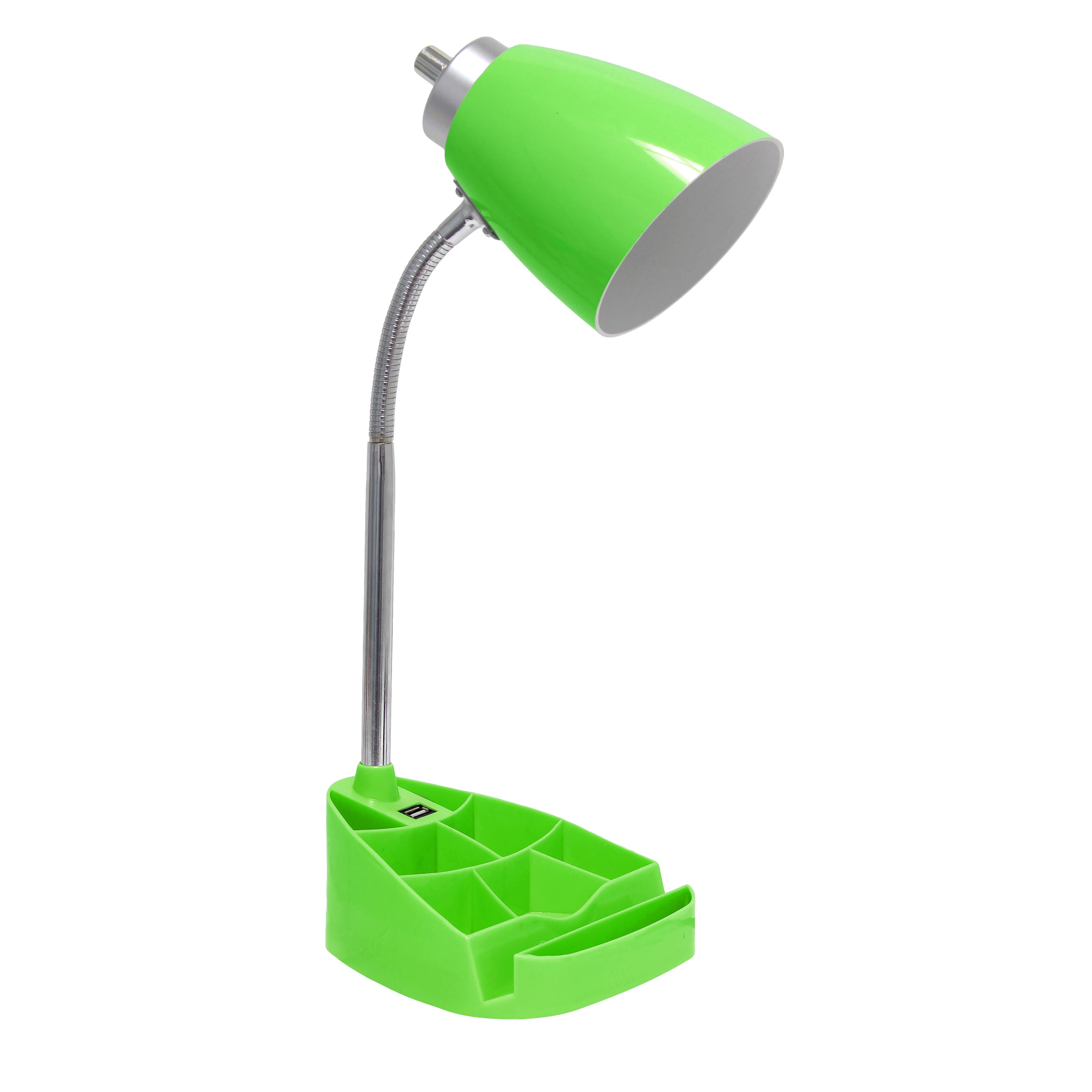 Simple Designs LD1093-GRN 18.5-inch All-in-One Gooseneck Desk Lamp with iPad Stand Book Holder and Convenient USB Port for Office Bedroom Living Room Green