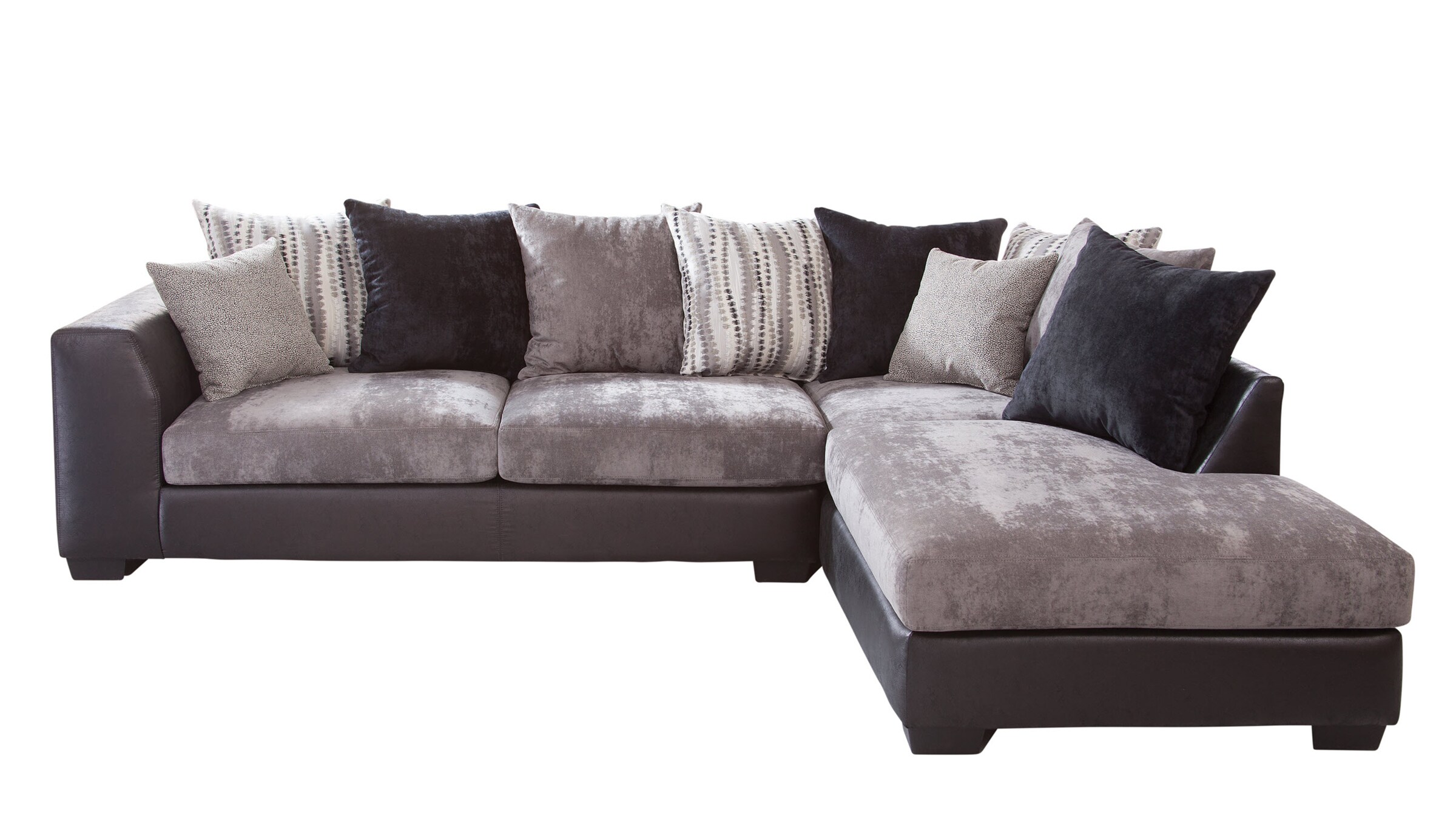 Black and Charcoal Two-Piece Faux Leather Sectional Sofa