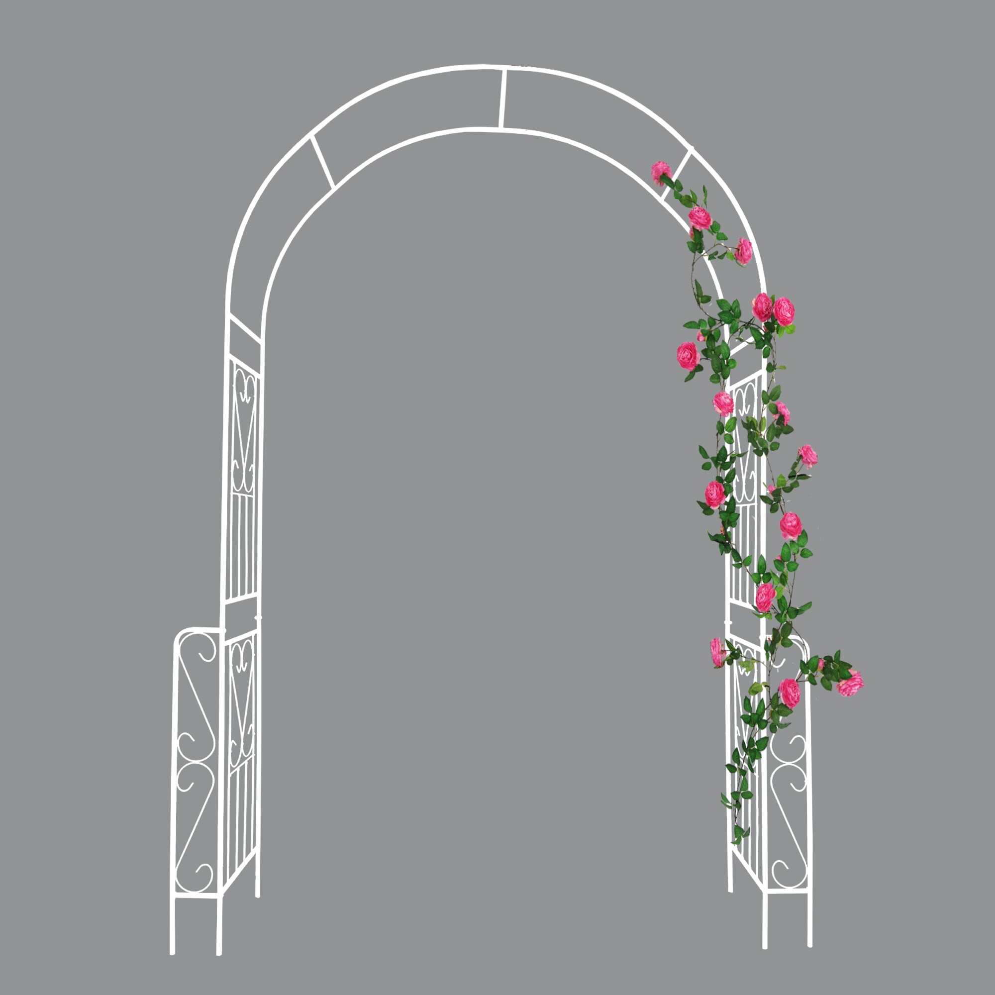 Damerin AGOP-33 Garden Trellis 55-in W x 94.5-in H White Iron Fence Garden Trellis For Climbing Plants For Roses