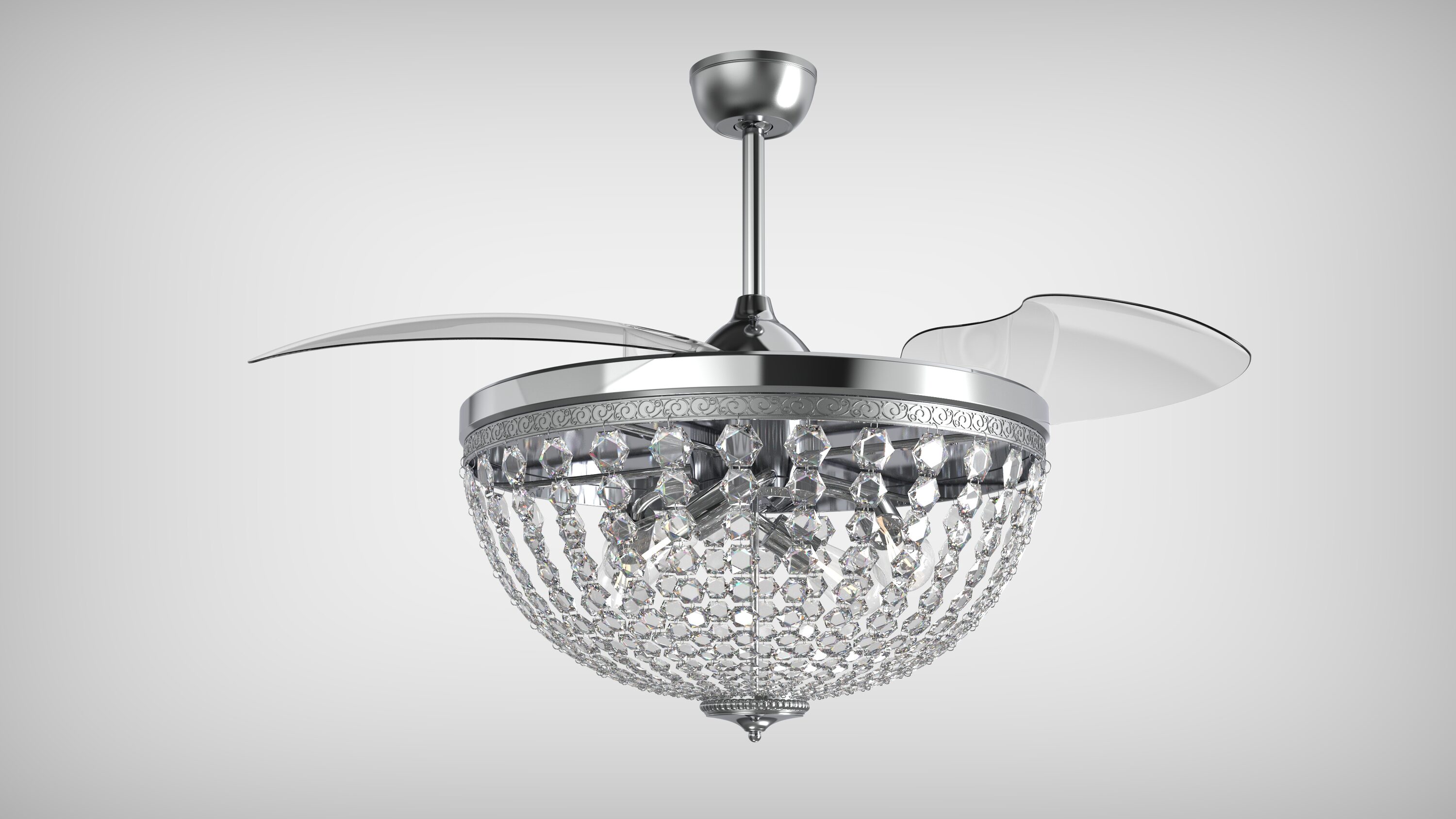 Bella Depot DCFSD4269-CR Hisou 42-in Color-Changing Chrome with Silver Blades Ceiling Fan Light Kit Compatible - Remote Included ( 3 -Blade )