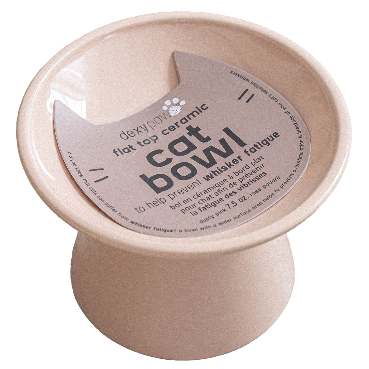 Dexypaws Flat Top Ceramic Cat Bowl 7.5-oz Ceramic Cat Food/Water bowl 1 Bowls