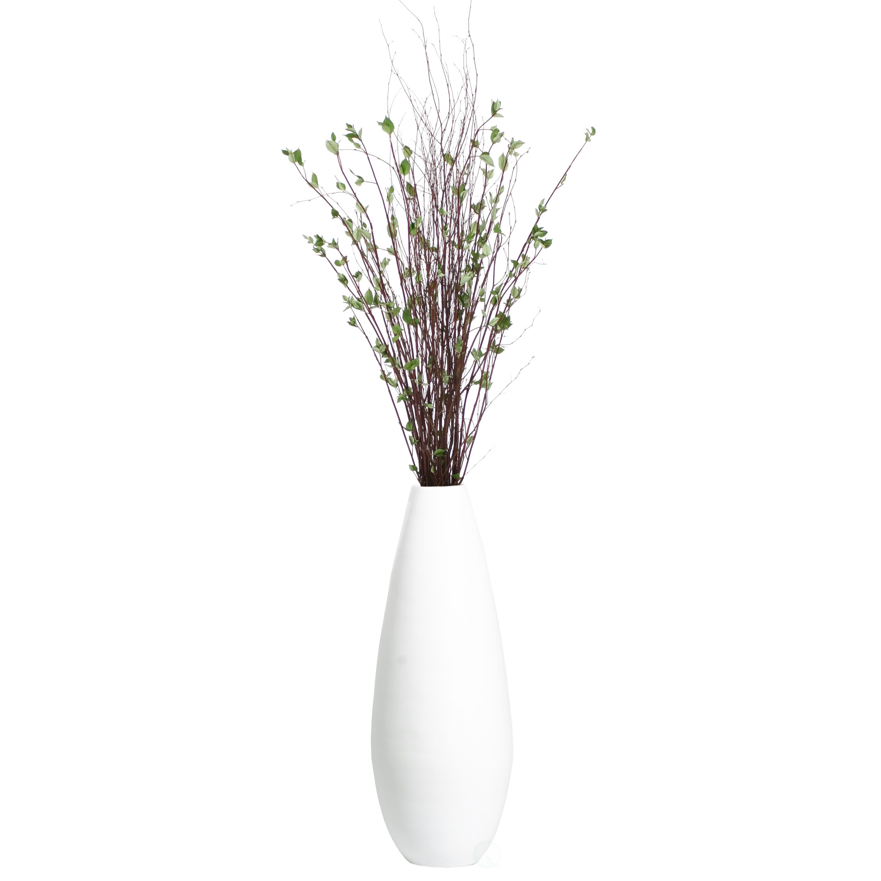 Uniquewise QI003354WT.L White Wood Modern Vase