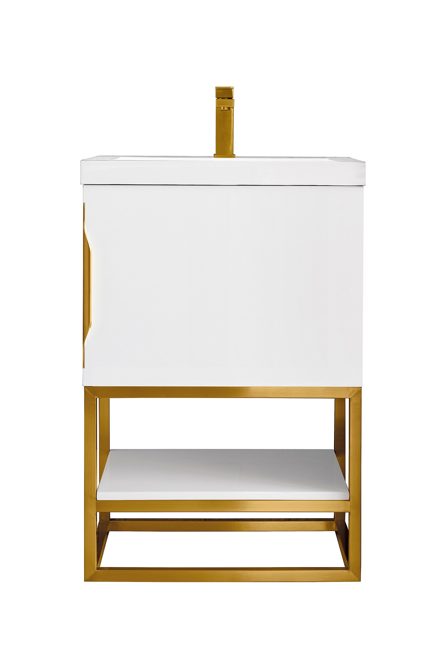 James Martin Vanities 388V24GWRGDWG Columbia 24-in Glossy White Single Sink Bathroom Vanity with White Glossy Engineered Stone Top