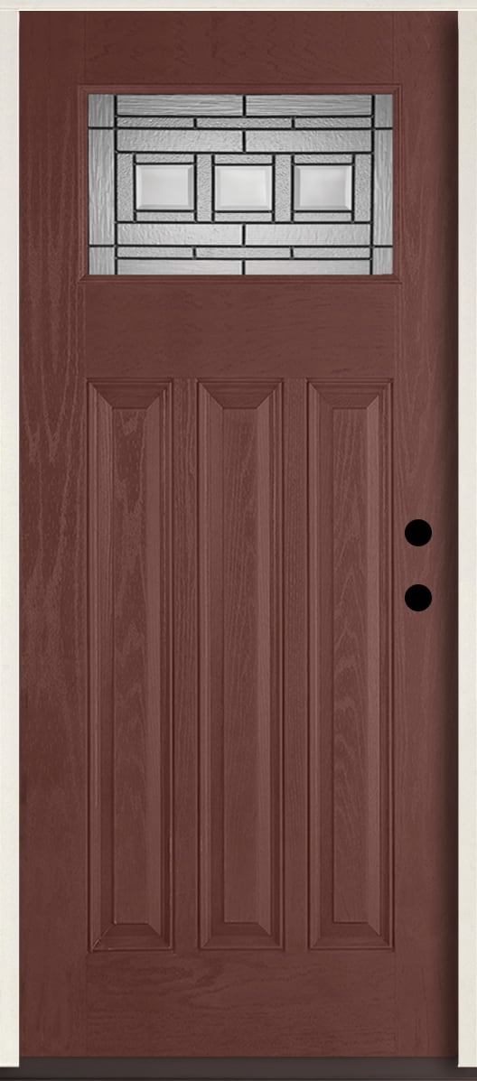 RELIABILT LO963676 Craftsman 36-in x 80-in x 4-5/8-in Fiberglass Craftsman Left-hand inswing Wineberry Stain Stained Prehung Front Door Insulating core