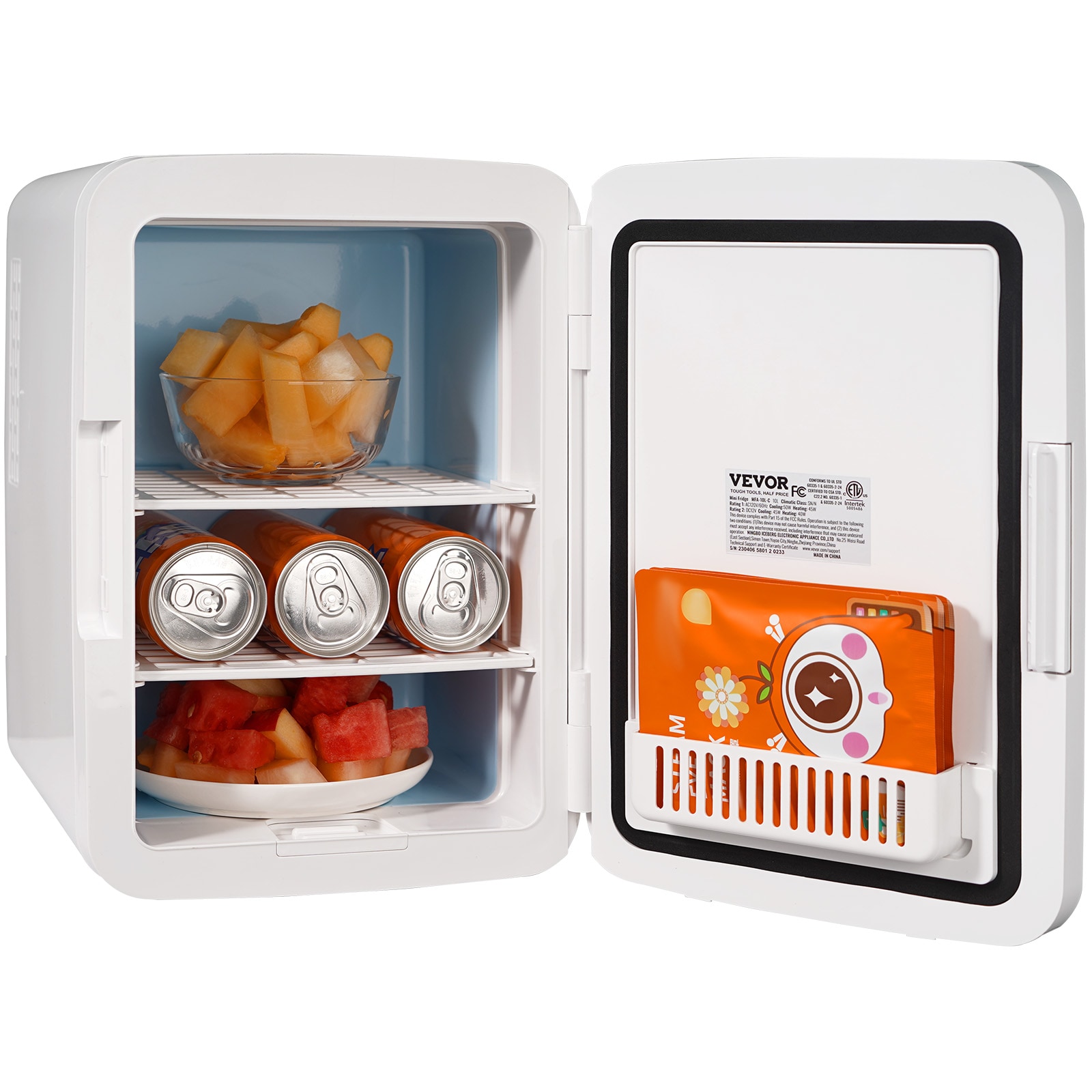 VEVOR MNBXBSBLPT10L32ZHV1 10L 12V Mini Fridge 0.353-Cu. Feet with Freezer ( White Aluminum Liner ) Garage Ready