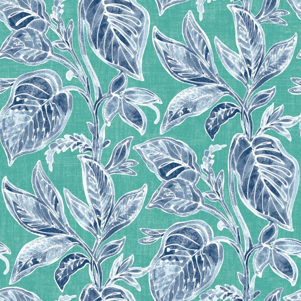 Chesapeake 3120-13623 Sanibel 56.4-Sq. Feet Teal Non-woven Ivy/Vines Prepasted Water Activated Paste Wallpaper