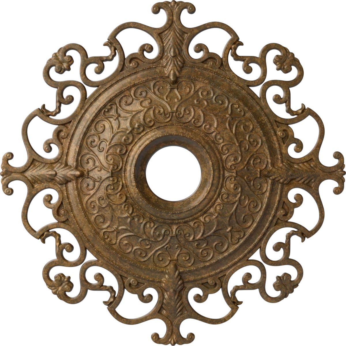 Ekena Millwork CM38OLRZS Orleans 38.375-in W x 38.375-in L Painted Rubbed Bronze Polyurethane Whole Ceiling Medallion