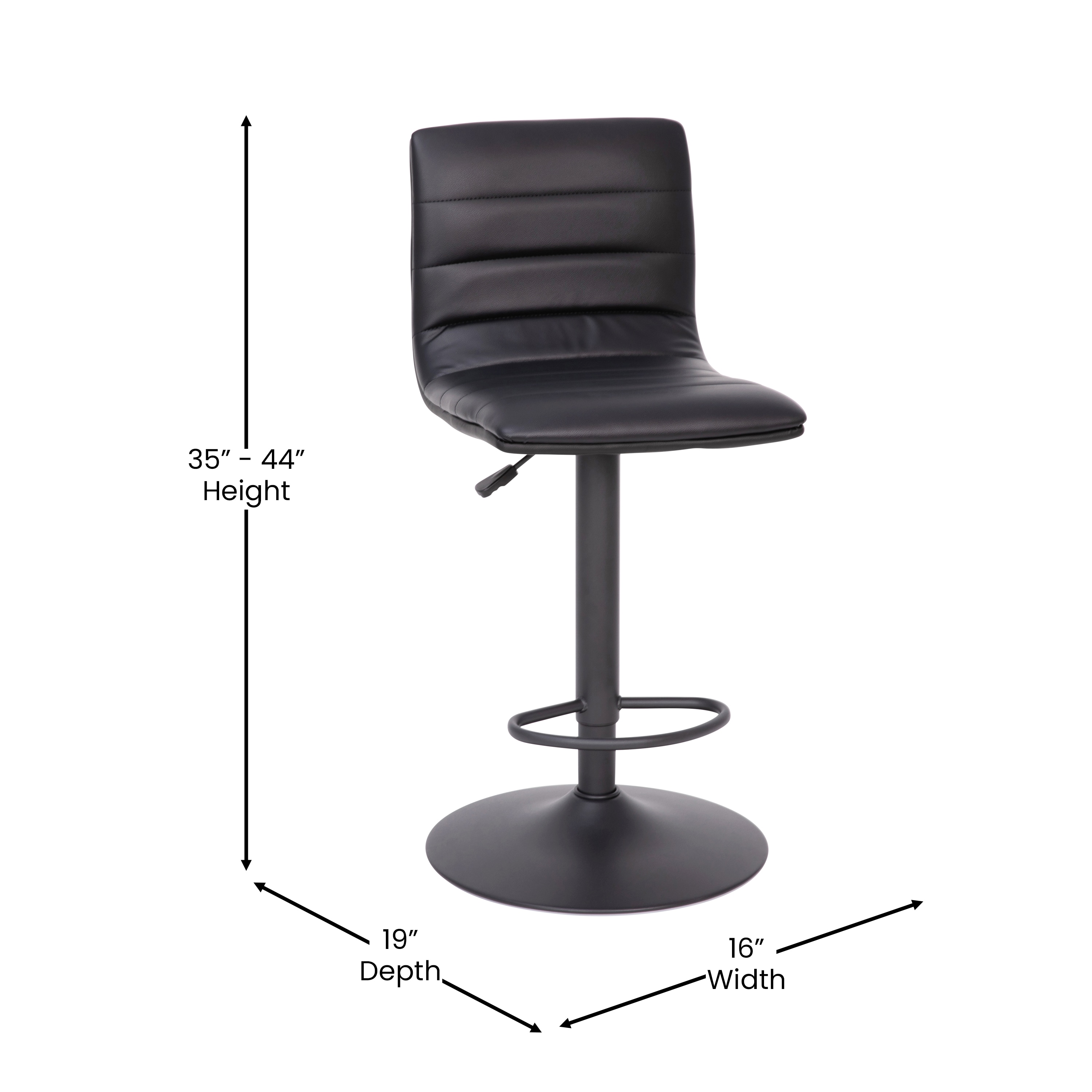Black Adjustable Swivel Bar Stool with Metal Frame