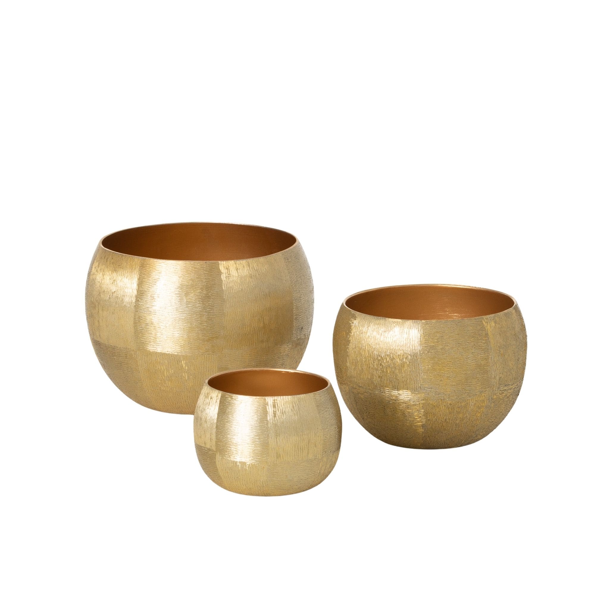 Sullivans MET1903 3 -Pack Round 4.75-in W x 5-in H x 4.75-in D Gold Metal Indoor Planter