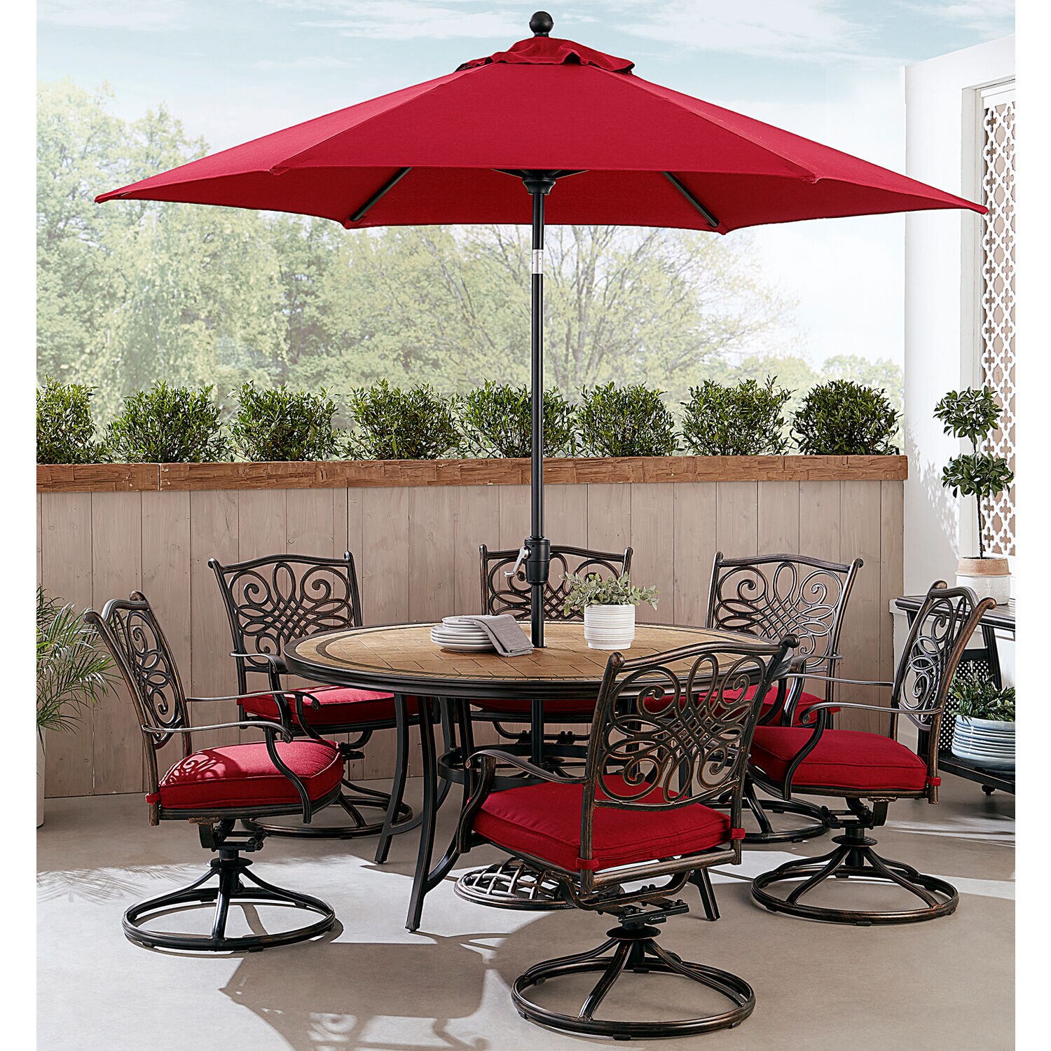 Hanover MONDN7PCSW6RDTLCSUR Patio-Dining-Sets - View #6