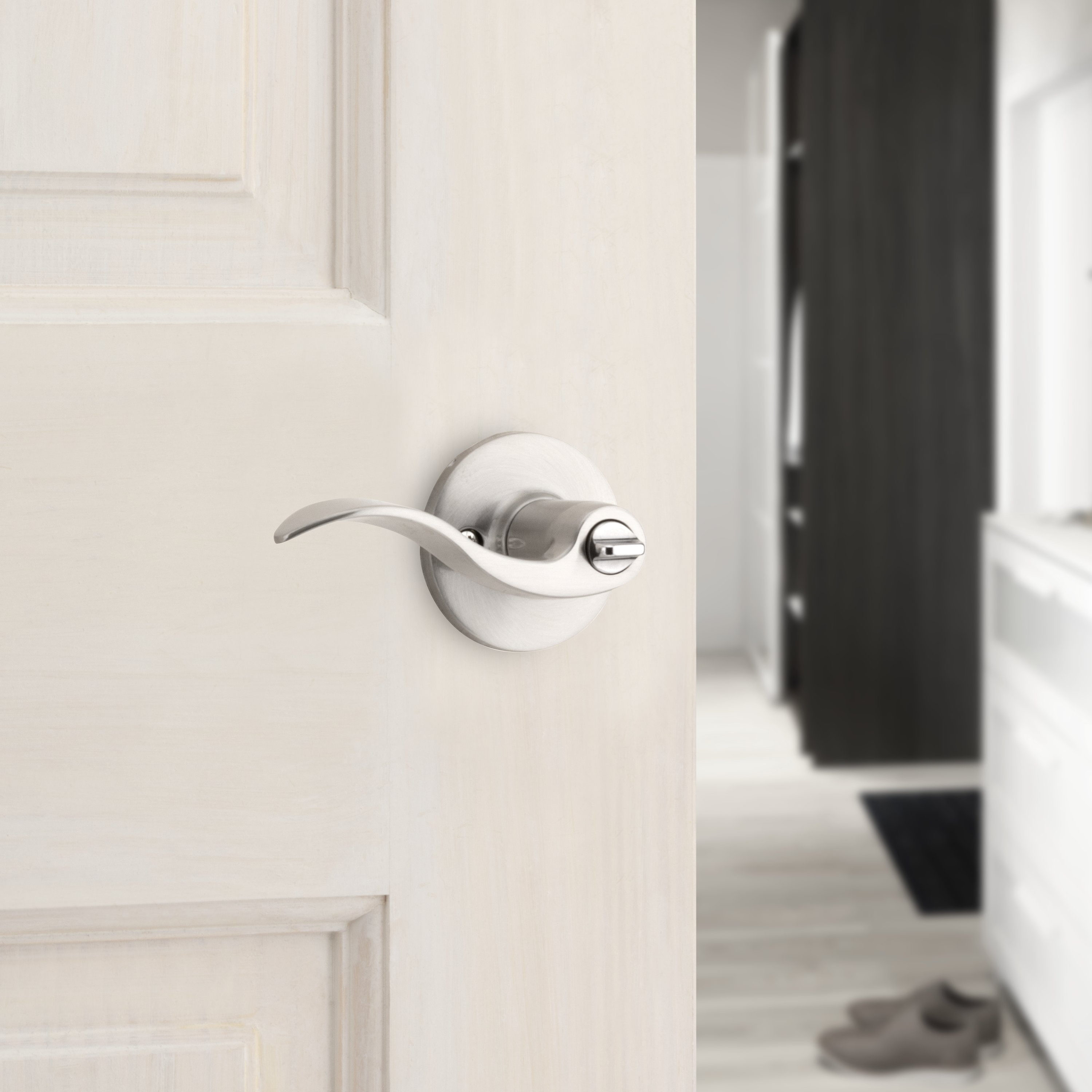 RELIABILT Olivia Satin Nickel Interior Bed/Bath Privacy Door Handle in ...