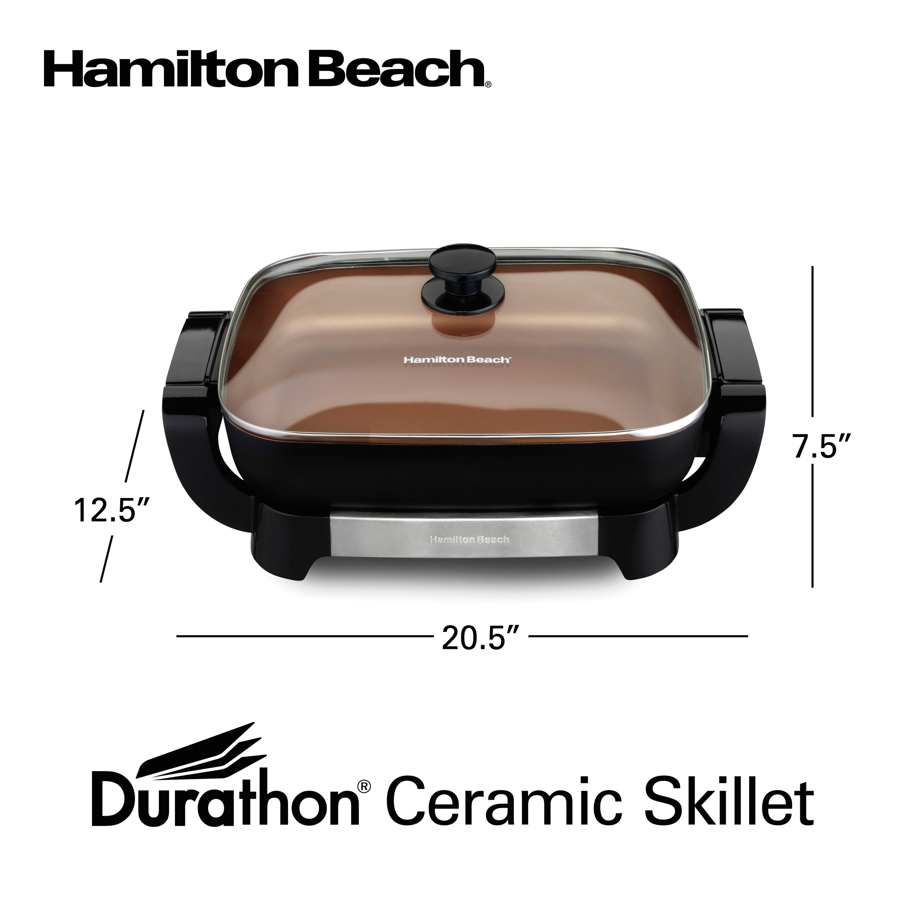 Hamilton Beach Durathon Ceramic Skillet with Removable Pan Copper