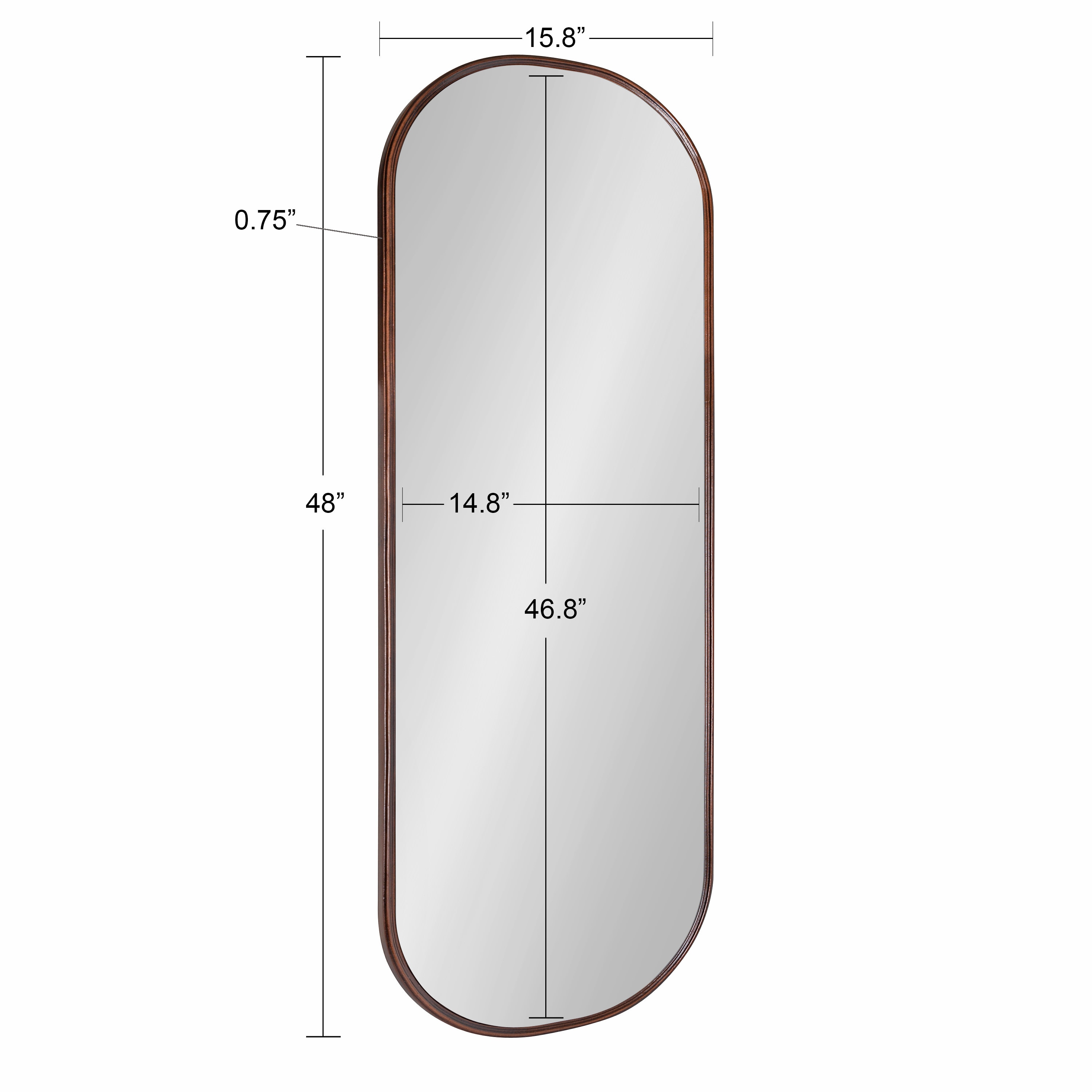 Kate and Laurel Caskill 15.88-in W x 48-in H Oval Bronze Framed Full Length Wall  Mirror in the Mirrors department at