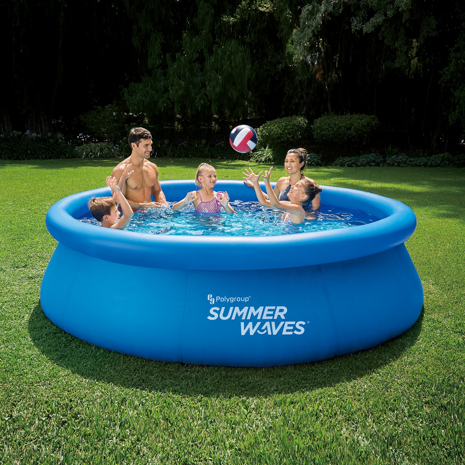 Summer Waves 10-ft x 10-ft x 30-in Inflatable Top Ring Round Above