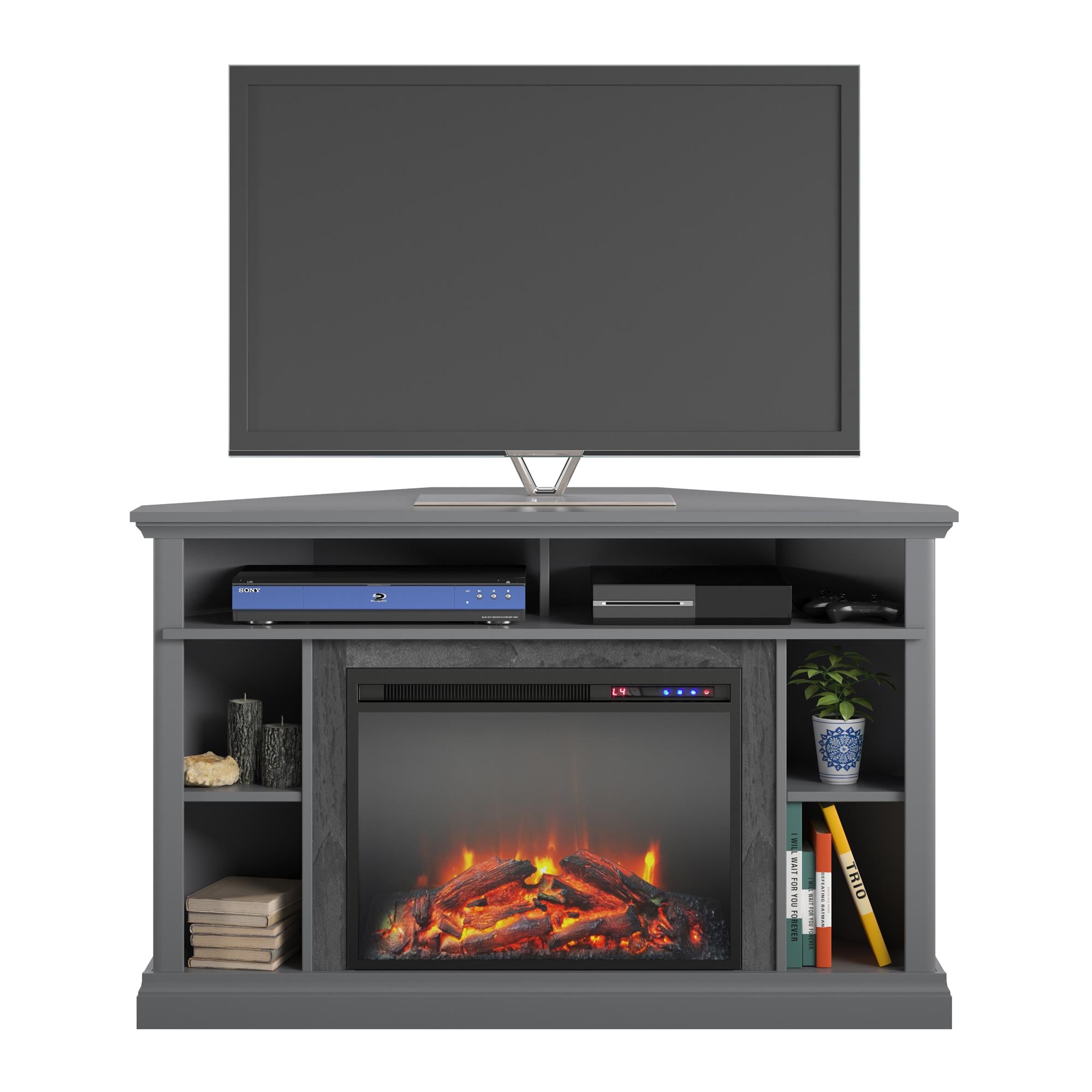 Ameriwood Home 47.625-in W Graphite Grey TV Stand with Fan-forced Electric Fireplace 1805408COM Sansujyuku sansujyuku.com