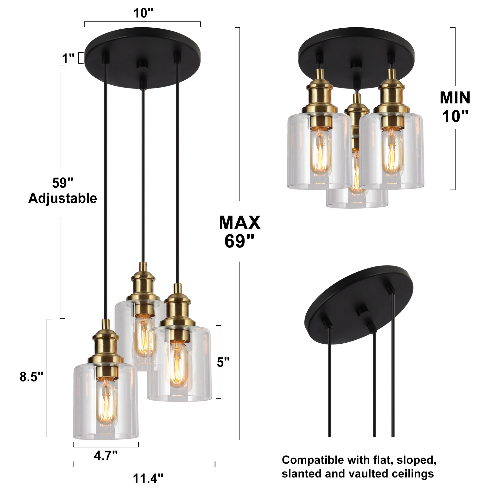 ZEVNI L3EF2YZMW4570S77 Pendant-Lights - View #7