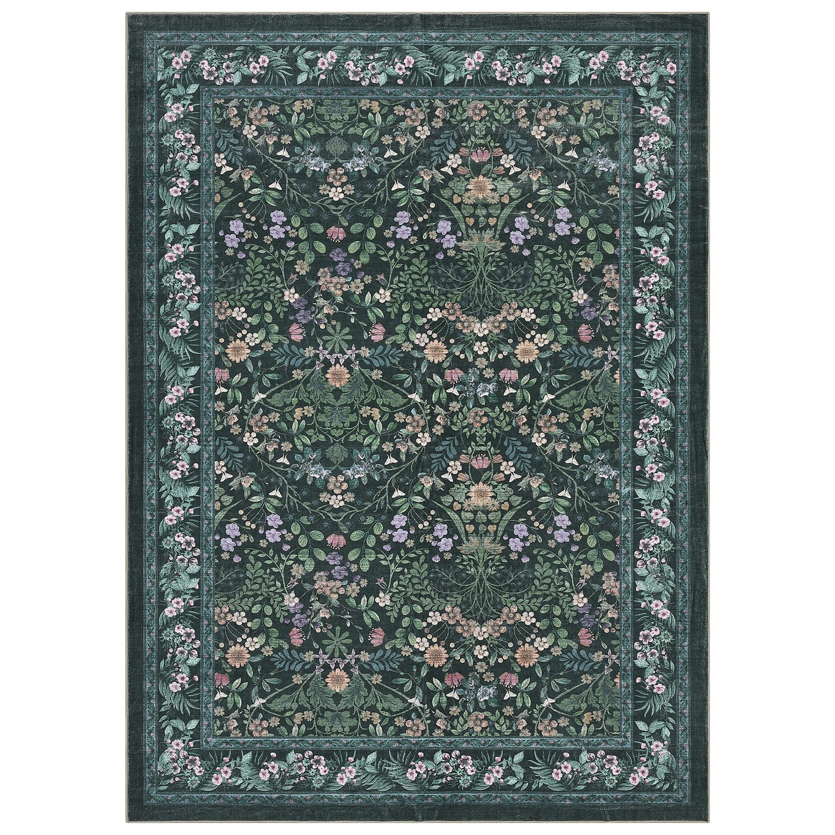 Garvee Washable Collapsible Floral Area Rug Non Slip Pet Friendly Easy ...