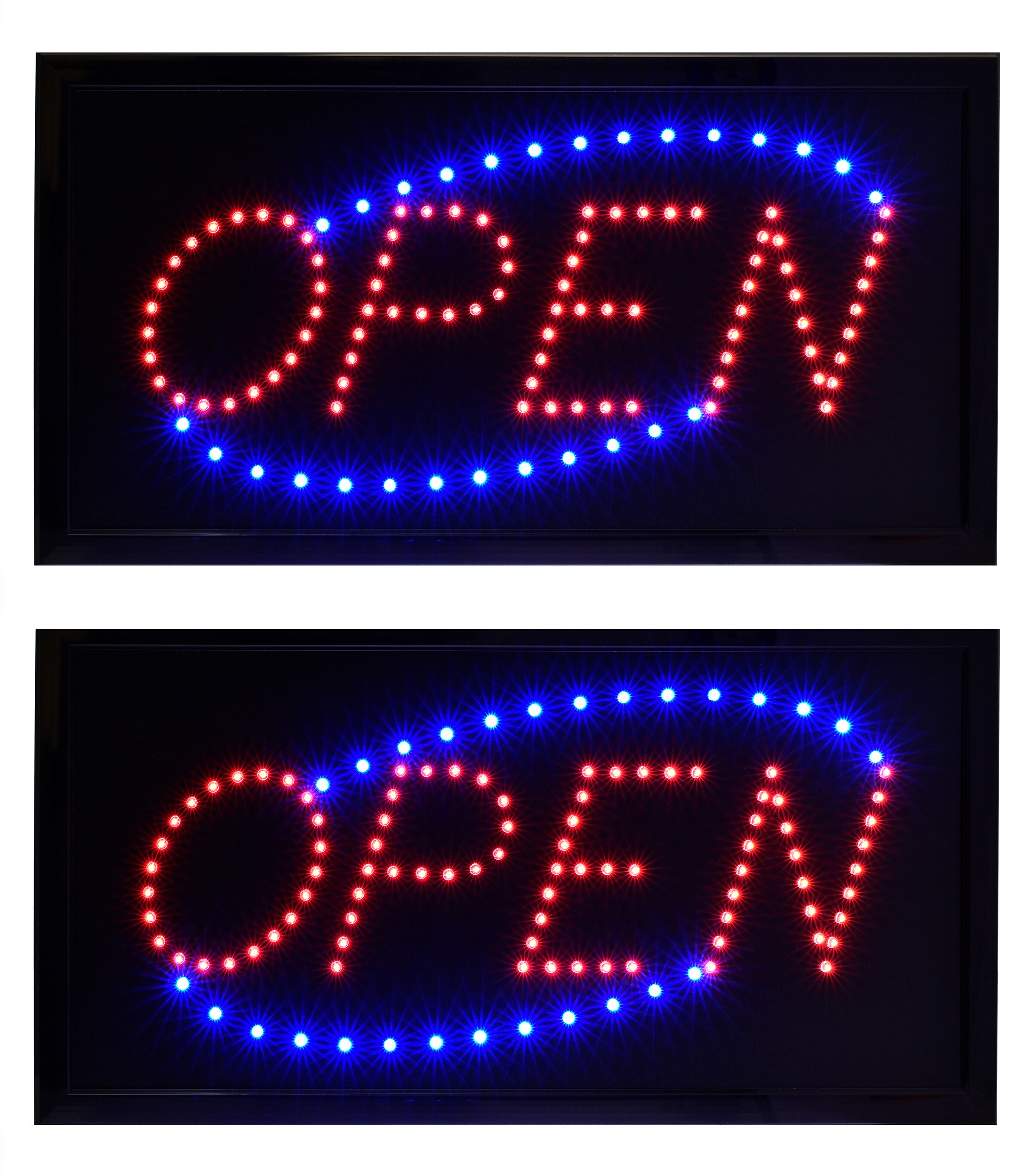Alpine Industries 497-03-2PK 2-Pack Hanging Bright Rectangular Open Sign 10-in Multi-function LED Open Lighted Sign