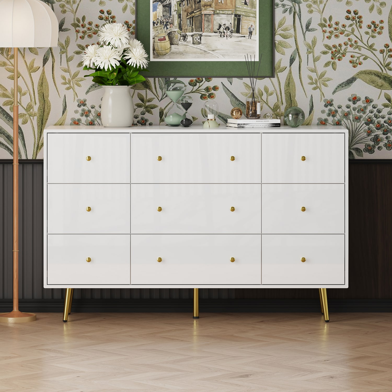 White 9-Drawer Standard Dresser | - FUFU&GAGA KF330089-01