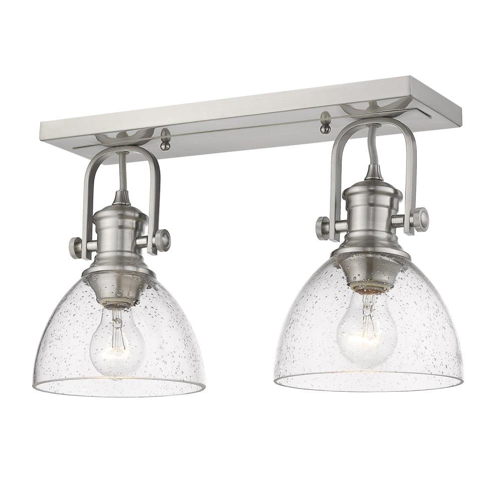 Golden Lighting 3118-2SF PW-SD Hines 2 -Light 17.875-in Satin Pewter Semi Flush Mount Light
