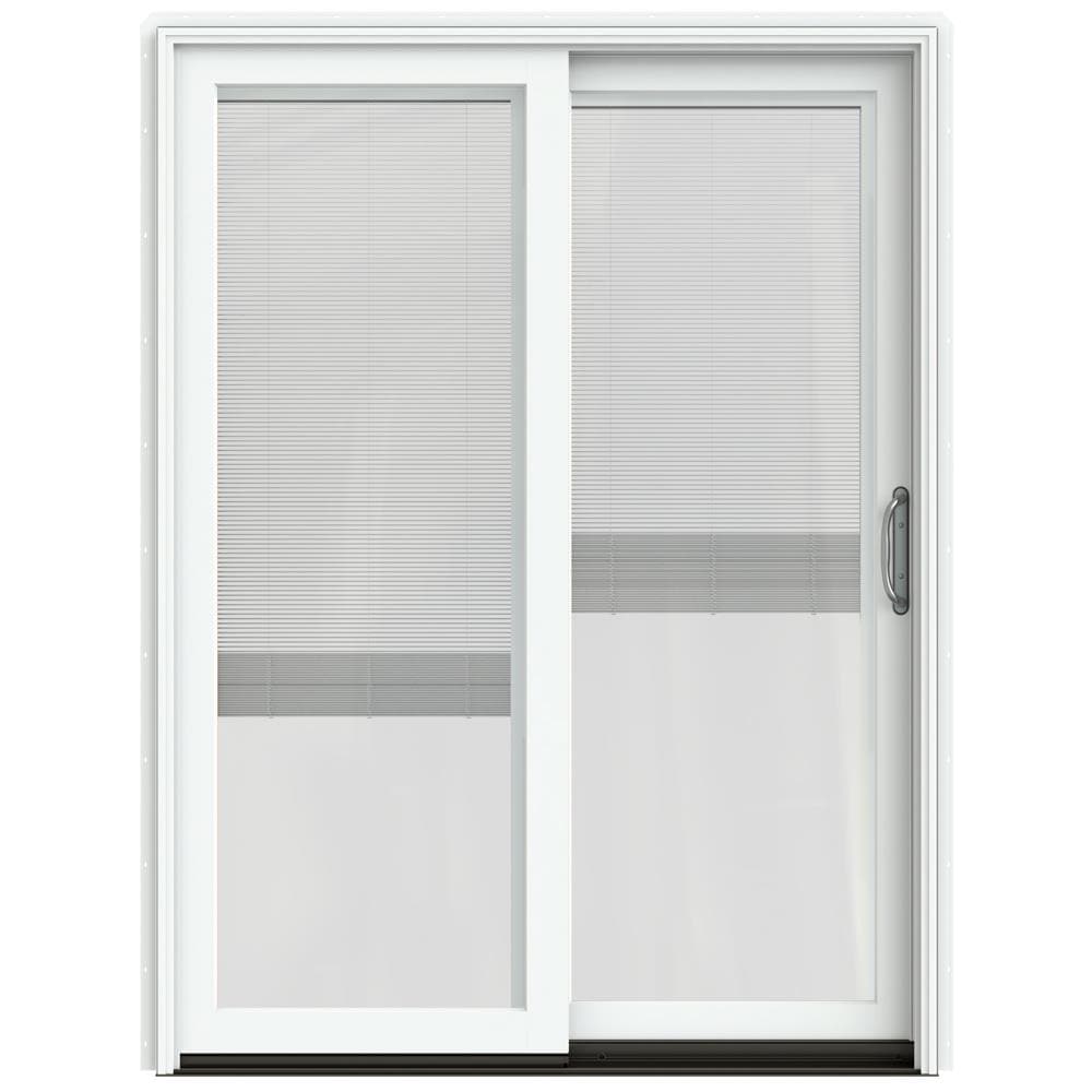 JELD-WEN 60-in x 80-in Blinds Between The Glass White Clad-Wood Right