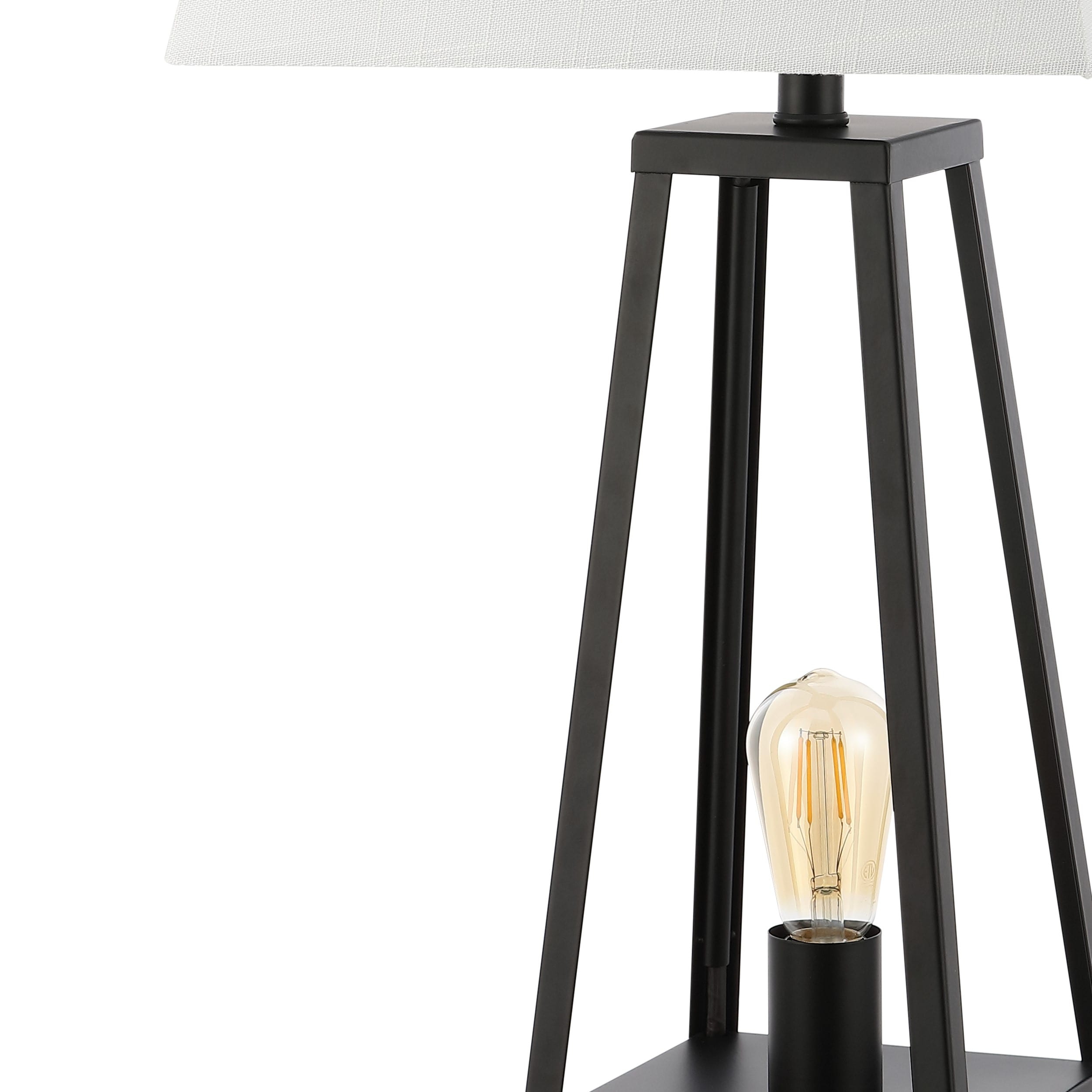 Waylon Black Iron Industrial Table Lamp with USB Port