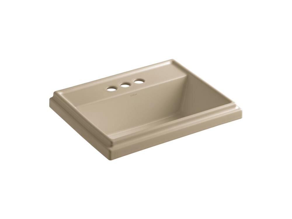 KOHLER 2991-4-33 Tresham Mexican Sand Drop-In Rectangular Bathroom Sink (21.8125-in x 16-in)