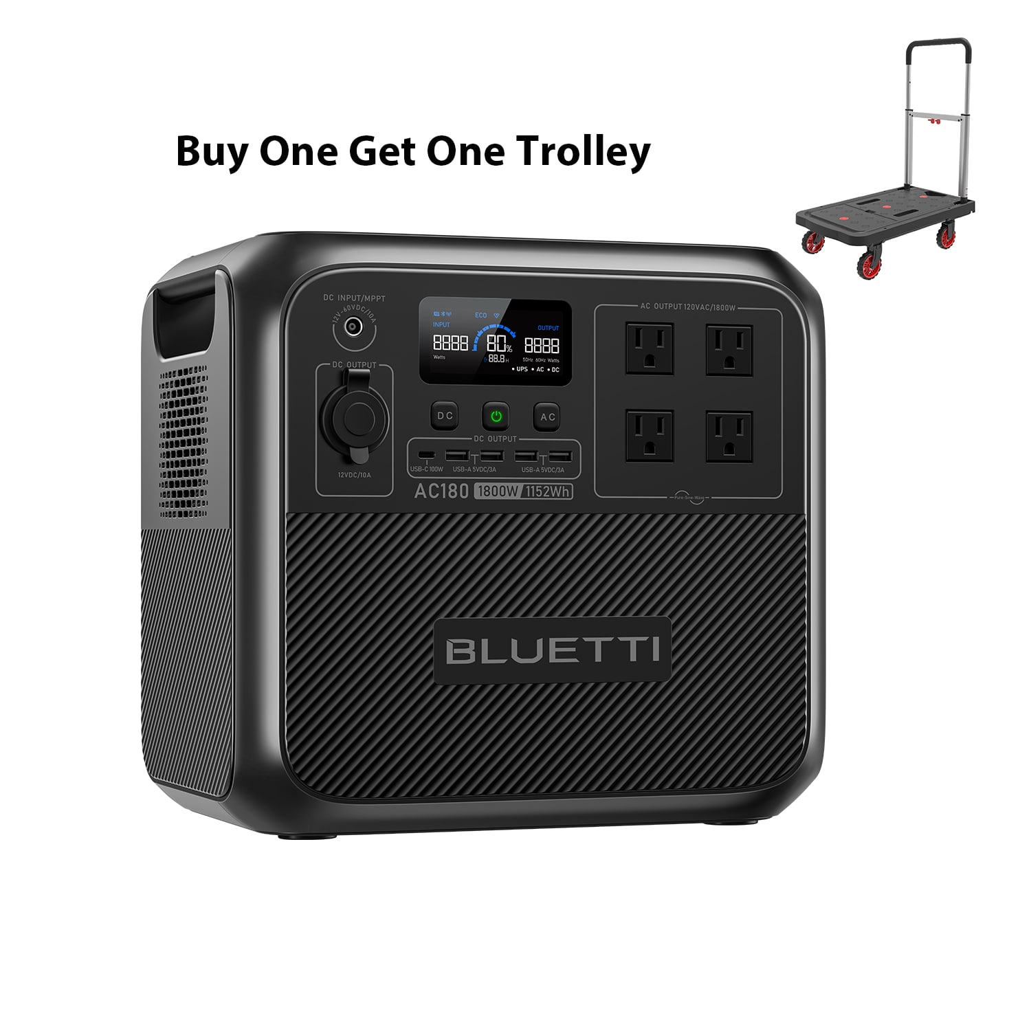 BLUETTI AC180 LiFePO4 1152Wh 1800-Watts Portable Power Station