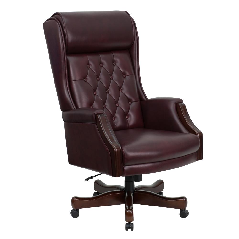 Flash Furniture 812581014839 Burgundy Traditional Ergonomic Adjustable Height Swivel Faux Leather Executive Chair
