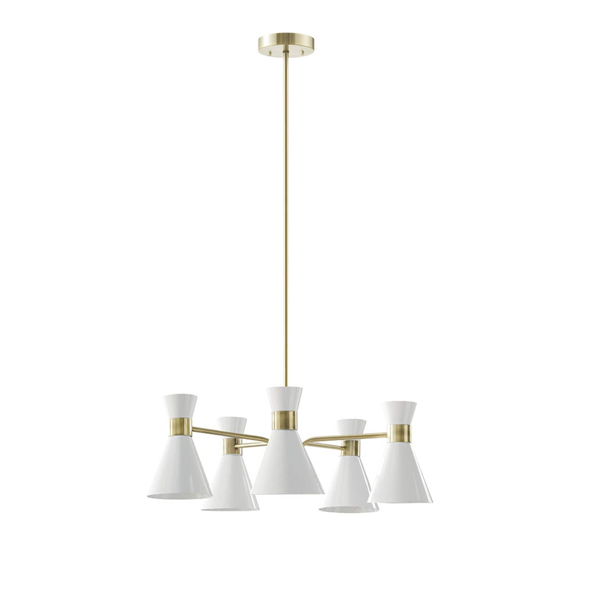 BABOOM BOM-3596552-OR Chandelier 5 -Light Antique Brass Mid-century For Use in Bedrooms, Dining Rooms, Foyers, Kitchens, Living Rooms Chandelier