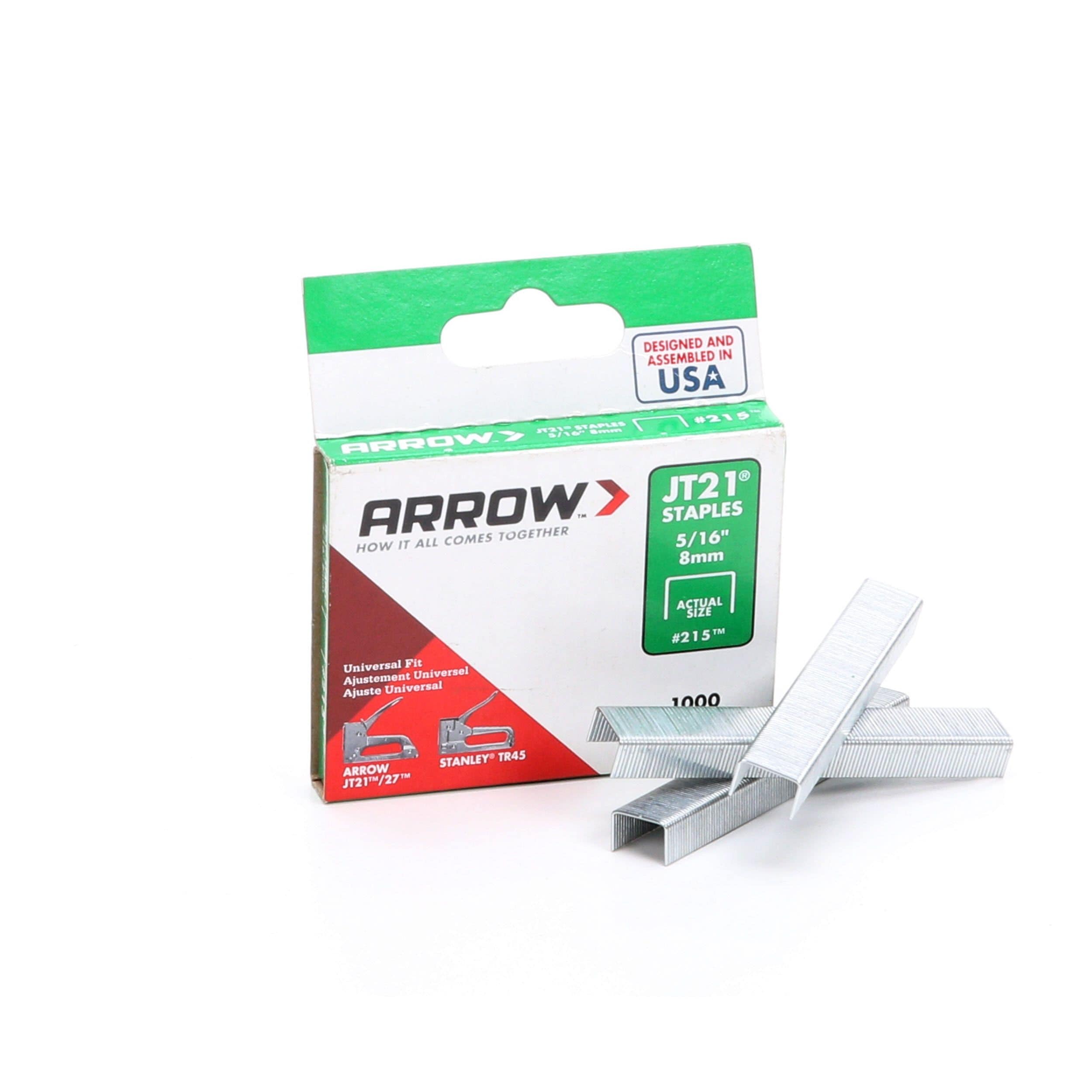 Arrow Narrow Crown Light Wire Staples  #215  5/16"  1,000 pieces  NEW 