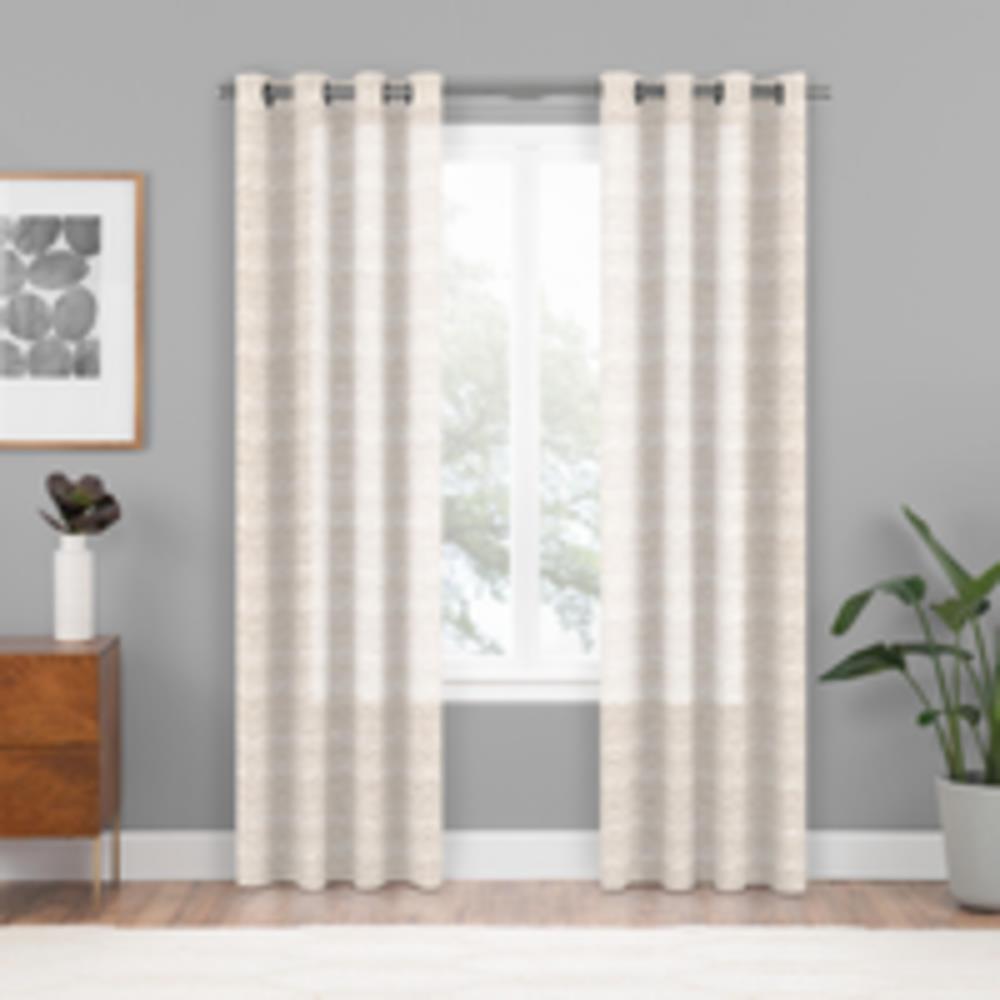 84-in Ivory Light Filtering Standard Lined Grommet Single Curtain Panel Polyester in Off-White | - allen + roth 1639478