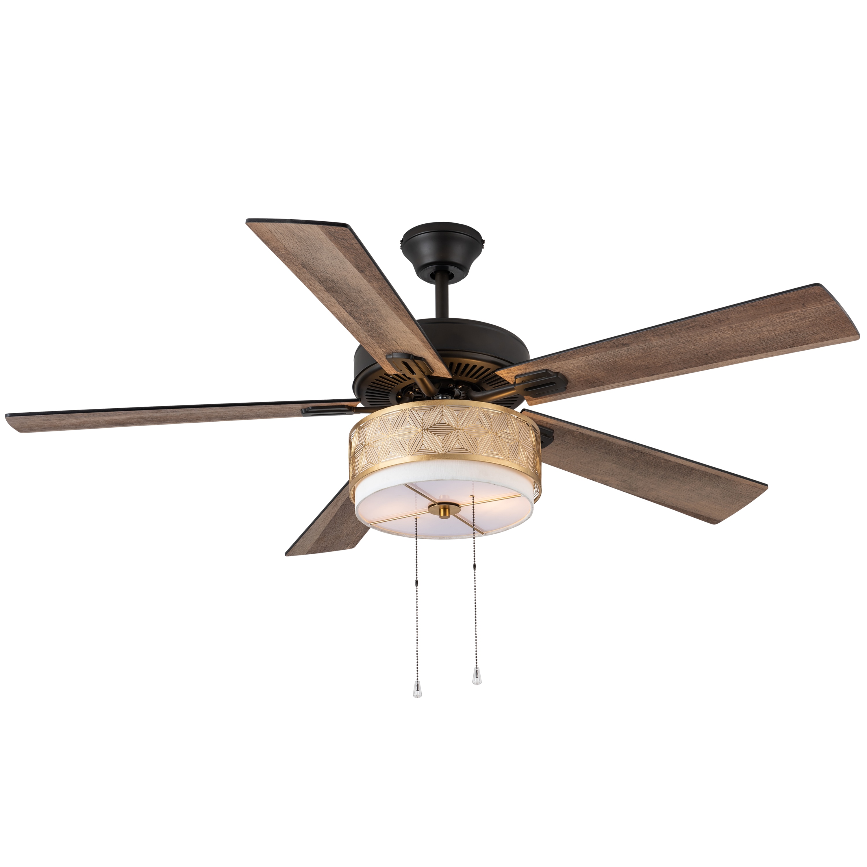 River of Goods 20262 52-in Downrod or Flush Mount Oil rubbed bronze with Rich barn wood, light driftwood Blades Ceiling Fan With Light ( 5 -Blade )