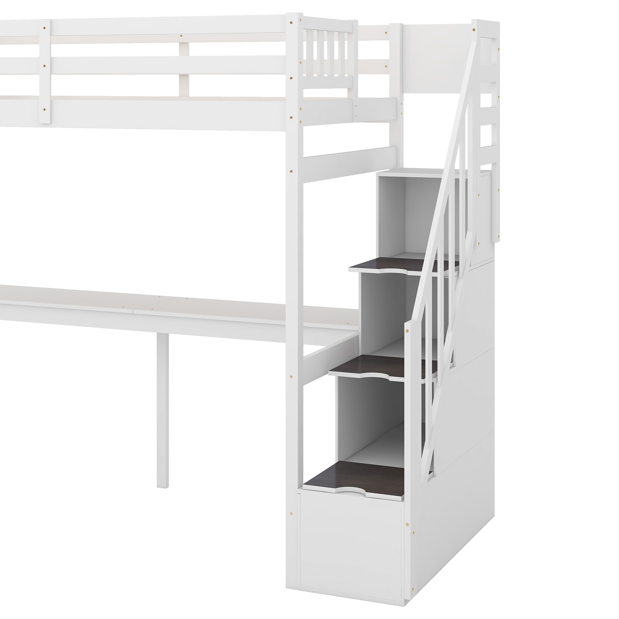 White loft 2024 bed with stairs