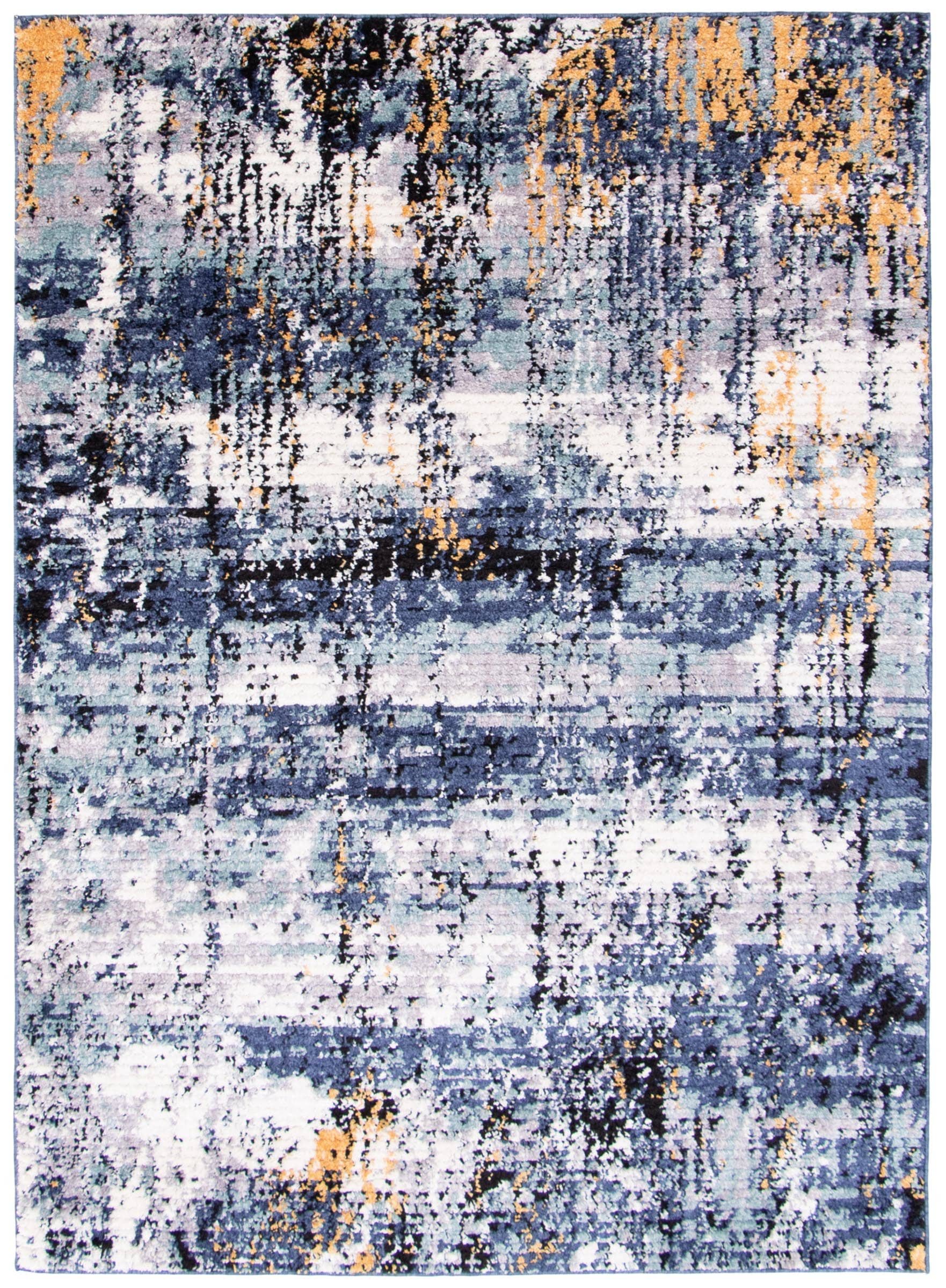 ECARPETGALLERY 358419 8 x 10 (ft) Polyester Blue Rectangular Indoor Abstract Area rug
