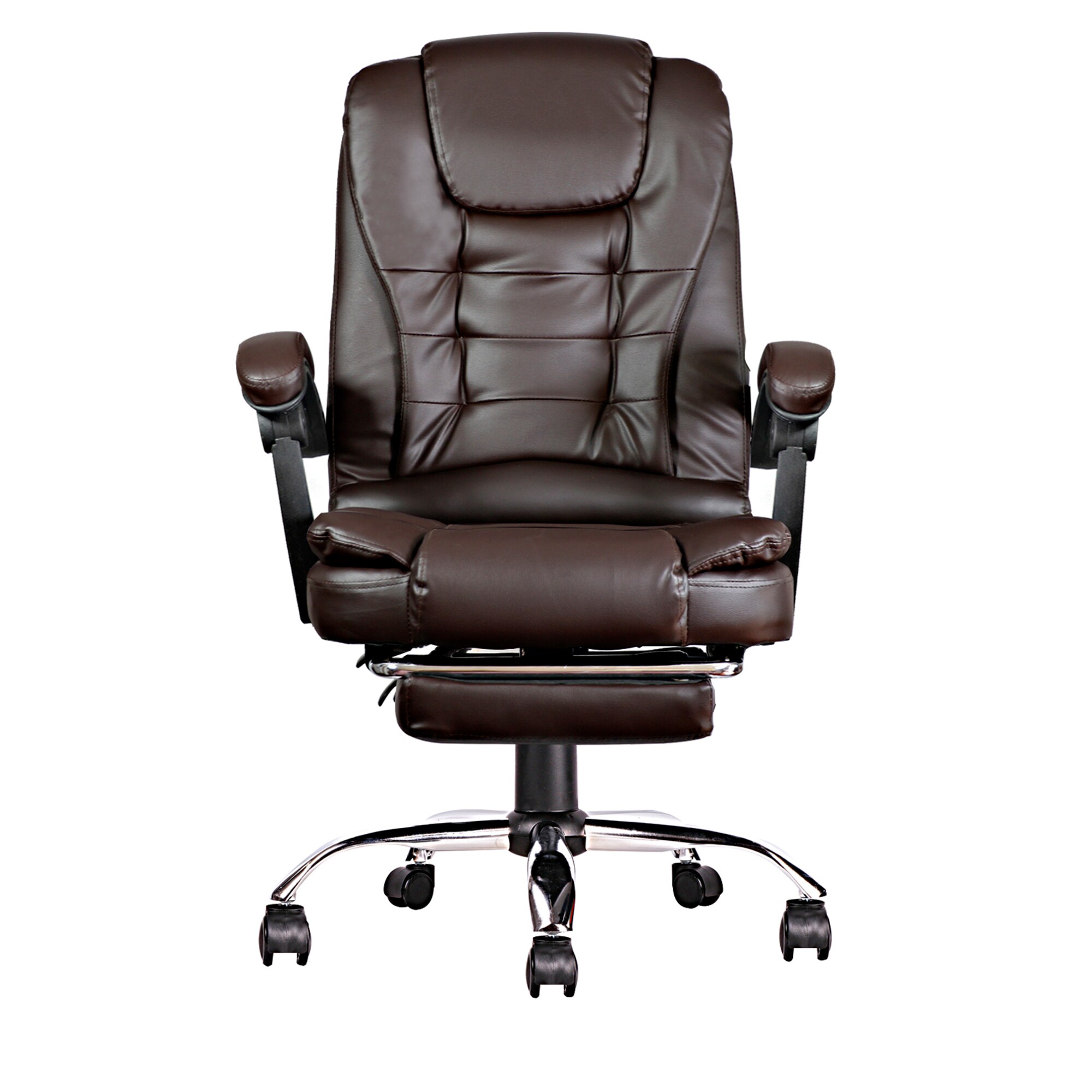 XIZZI Dark Brown Office Chair Traditional Ergonomic Adjustable Height Swivel Upholstered Task Chair | QZ301