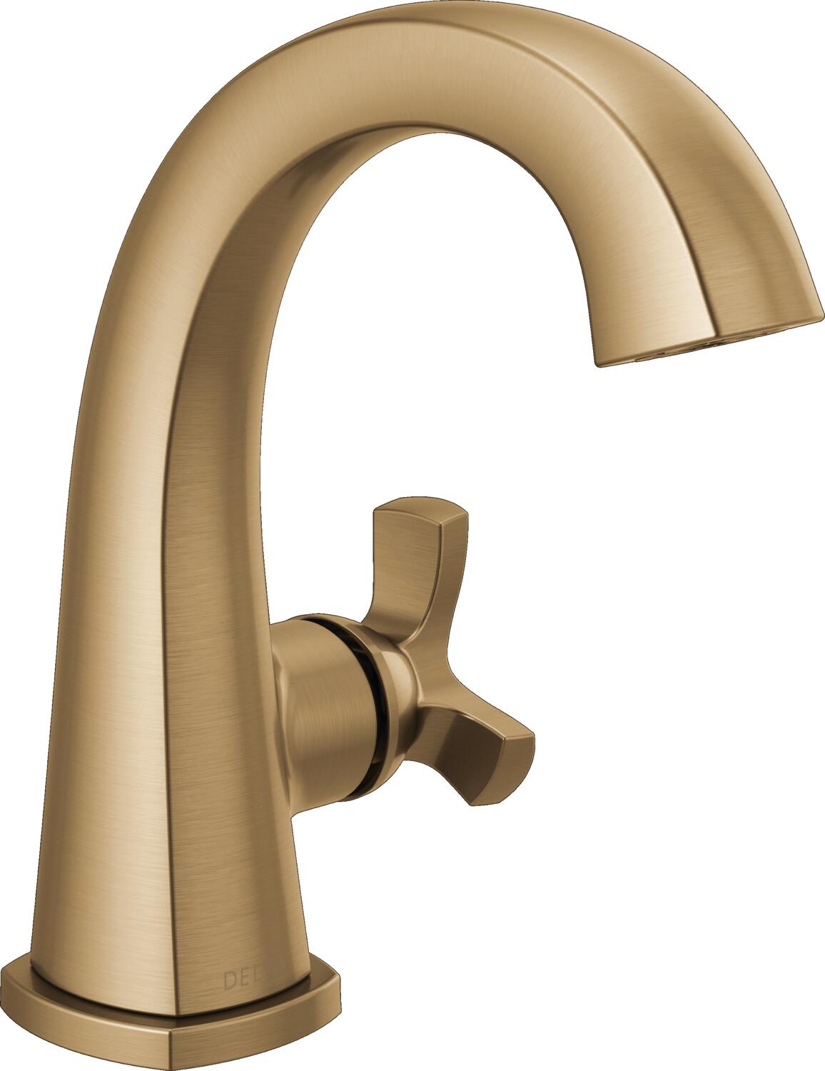 Delta 5776-CZ-PR-MPU-DST Stryke Lumicoat Champagne Bronze Single hole 1-handle WaterSense Mid-arc Residential Handle Bathroom Sink Faucet with Drain with Deck Plate
