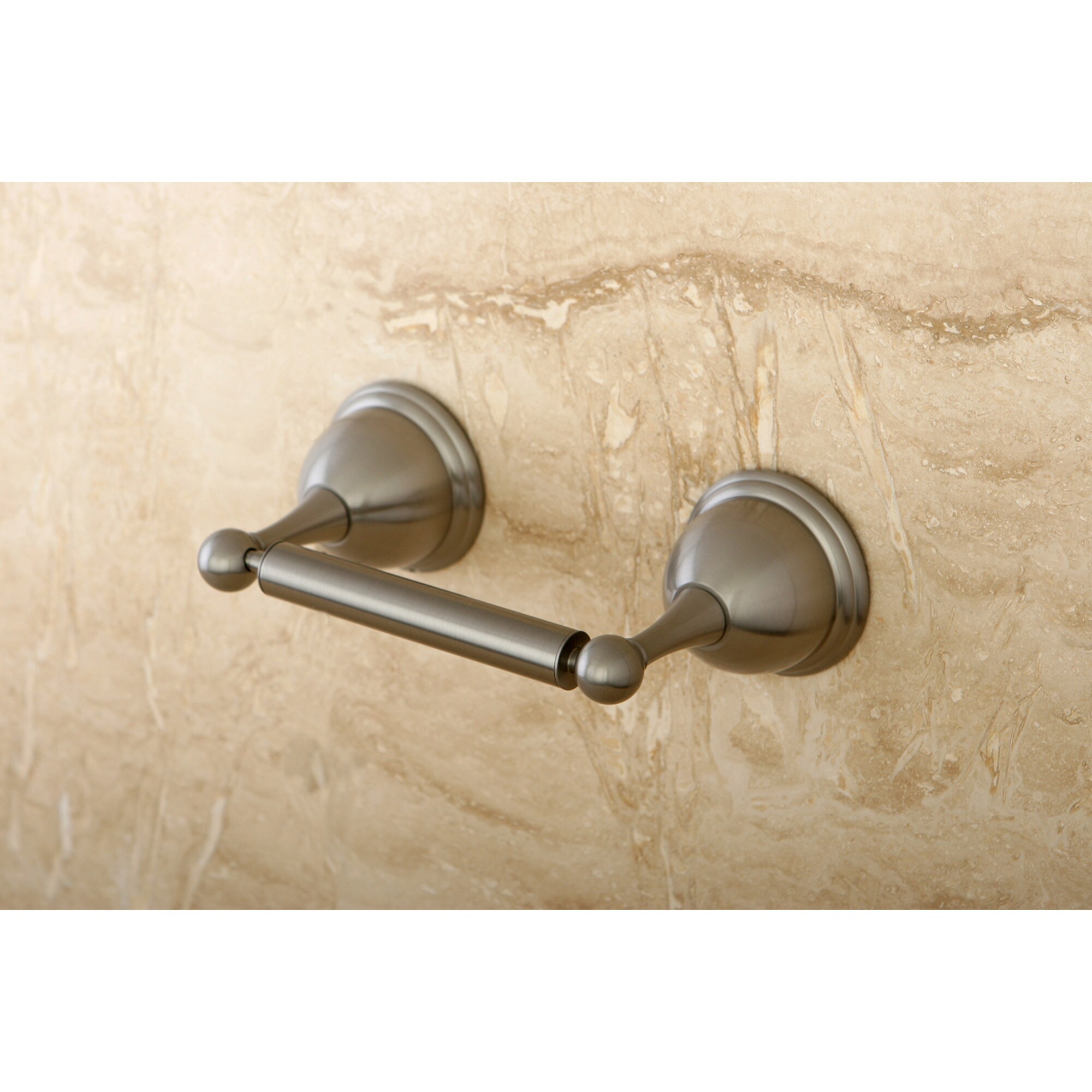 Kingston Brass WL39688 Restoration Brushed Nickel Wall mount Spring-loaded Toilet Paper Holder 1 -Rolls with Storage